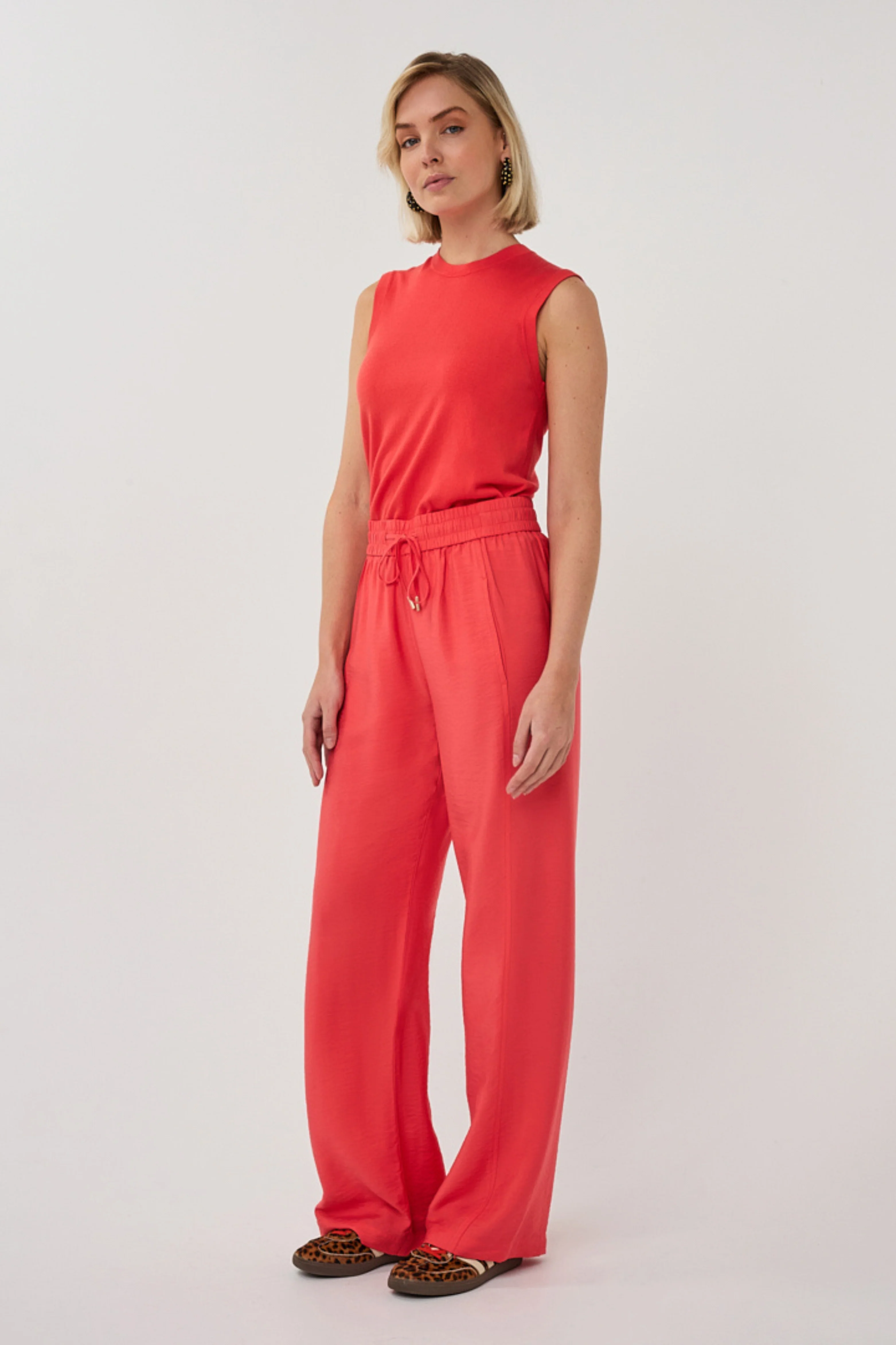 Broek Wide Elastic Waist Slub Chili Red SP26.10033 - Image 3