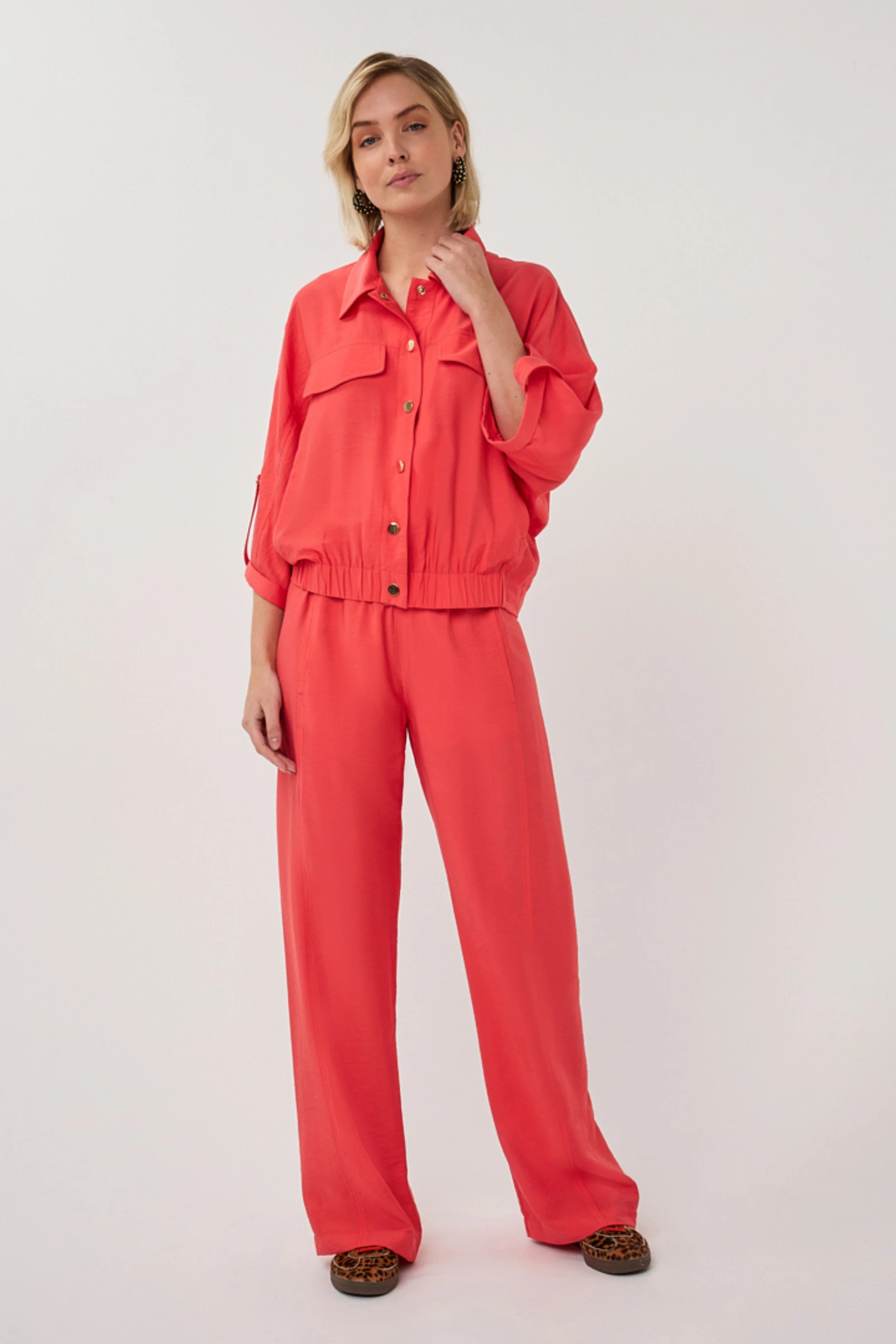 Broek Wide Elastic Waist Slub Chili Red SP26.10033 - Image 5