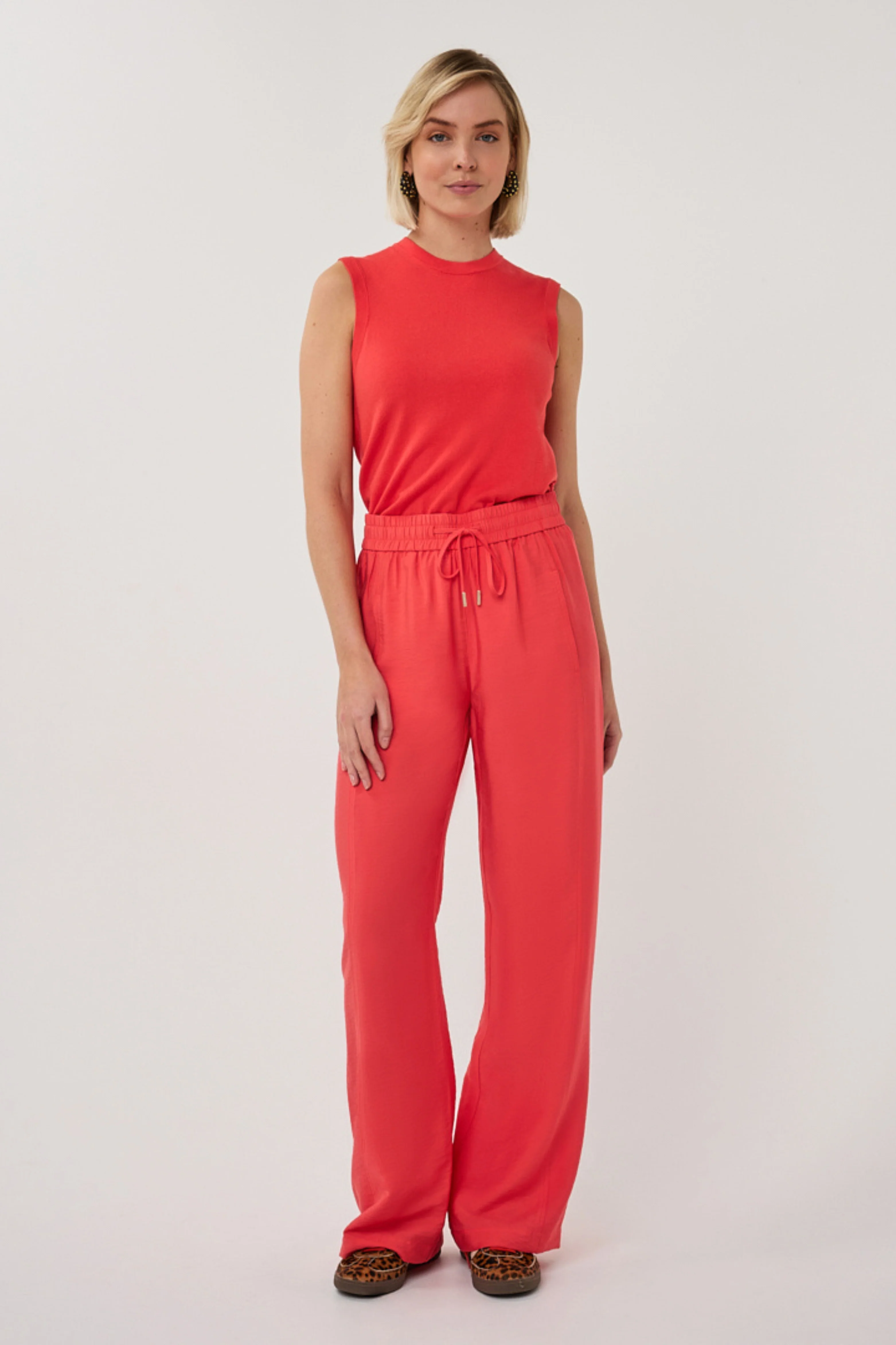 Broek Wide Elastic Waist Slub Chili Red SP26.10033 - Image 6