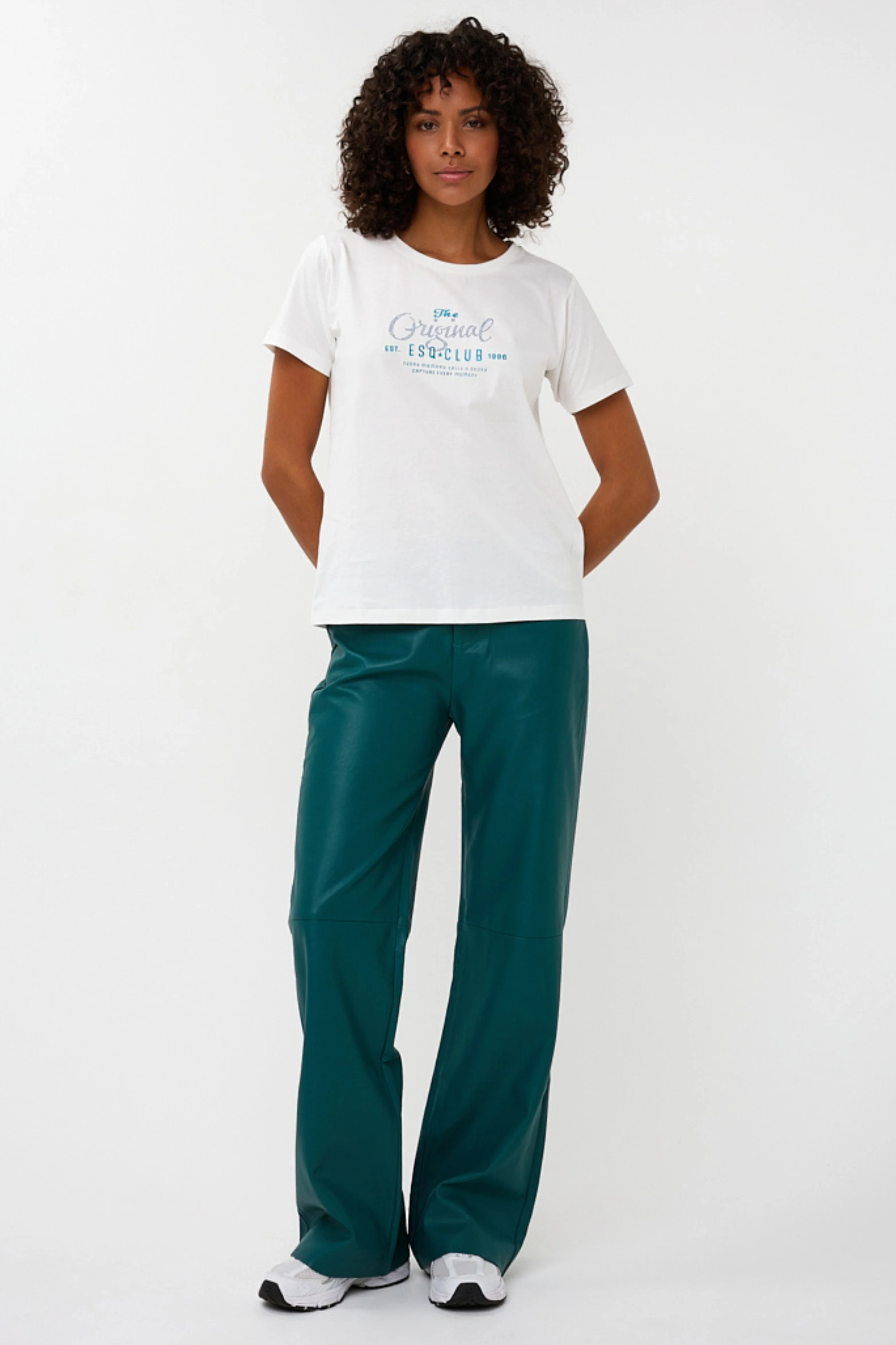 Broek Wide Leg PU Teal W25.11708 - Image 3