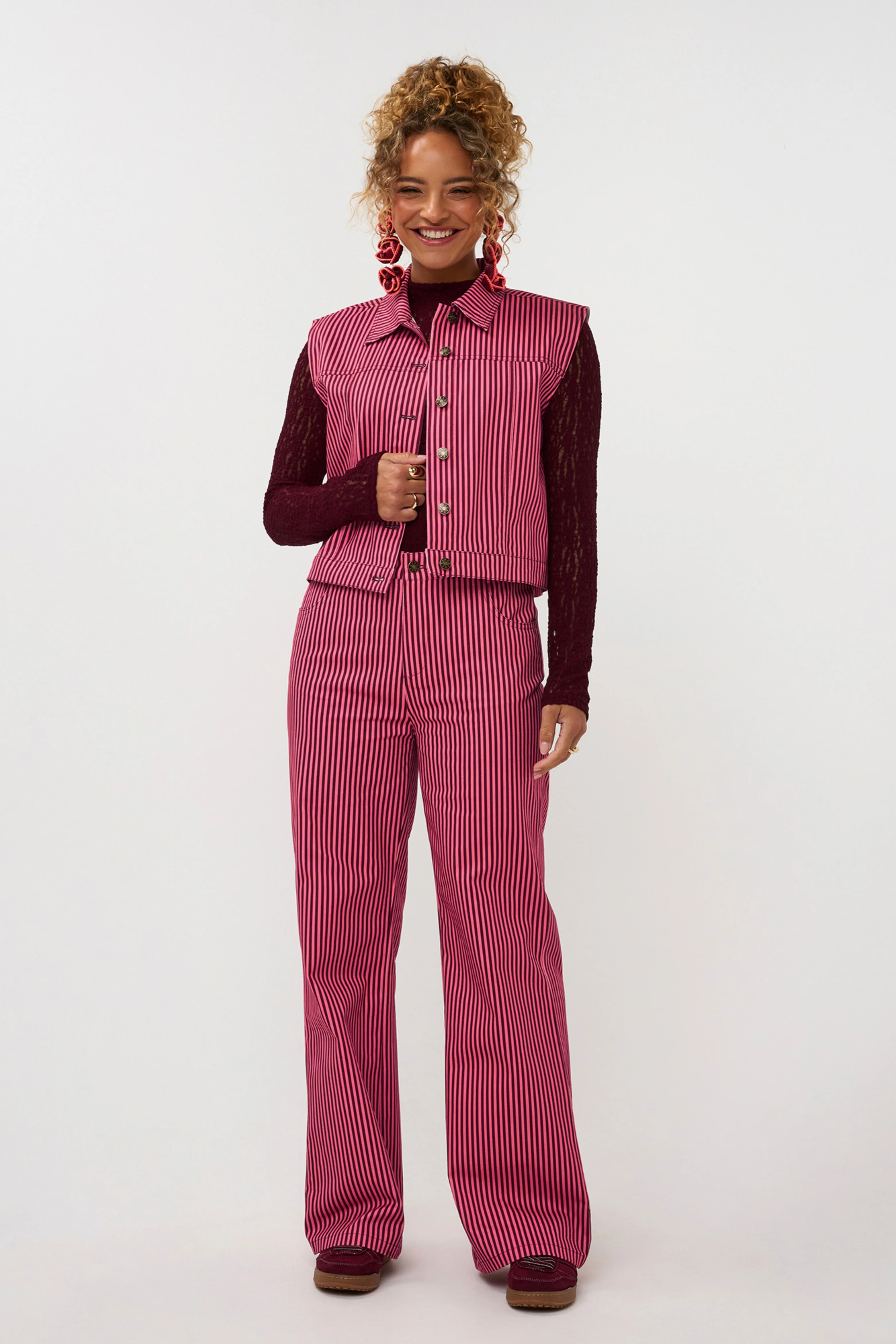 Gilet Marit Coral Pink Burgundy - Image 4