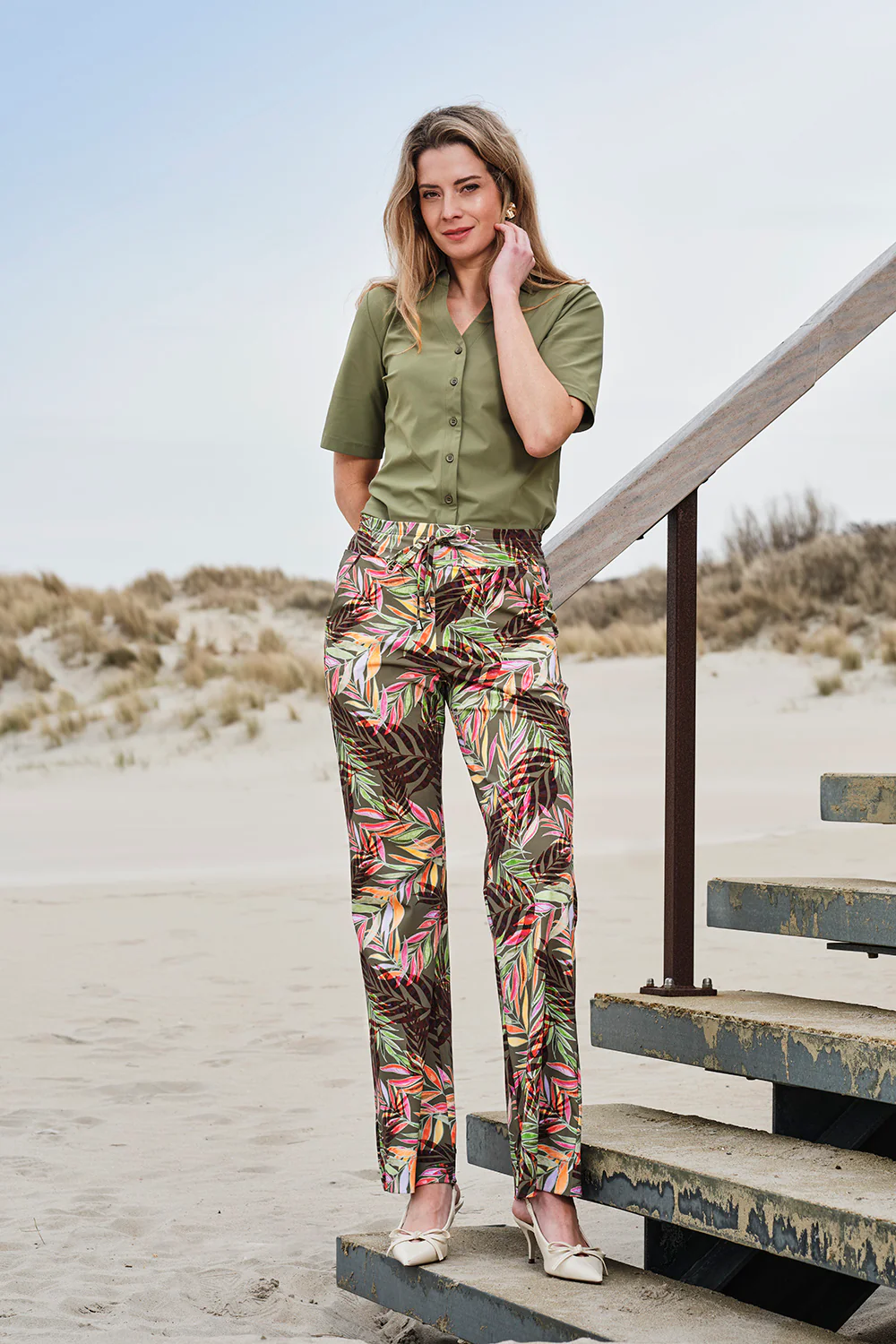 Heavy Travel Broek Pencil Branches Print Olive 202136
