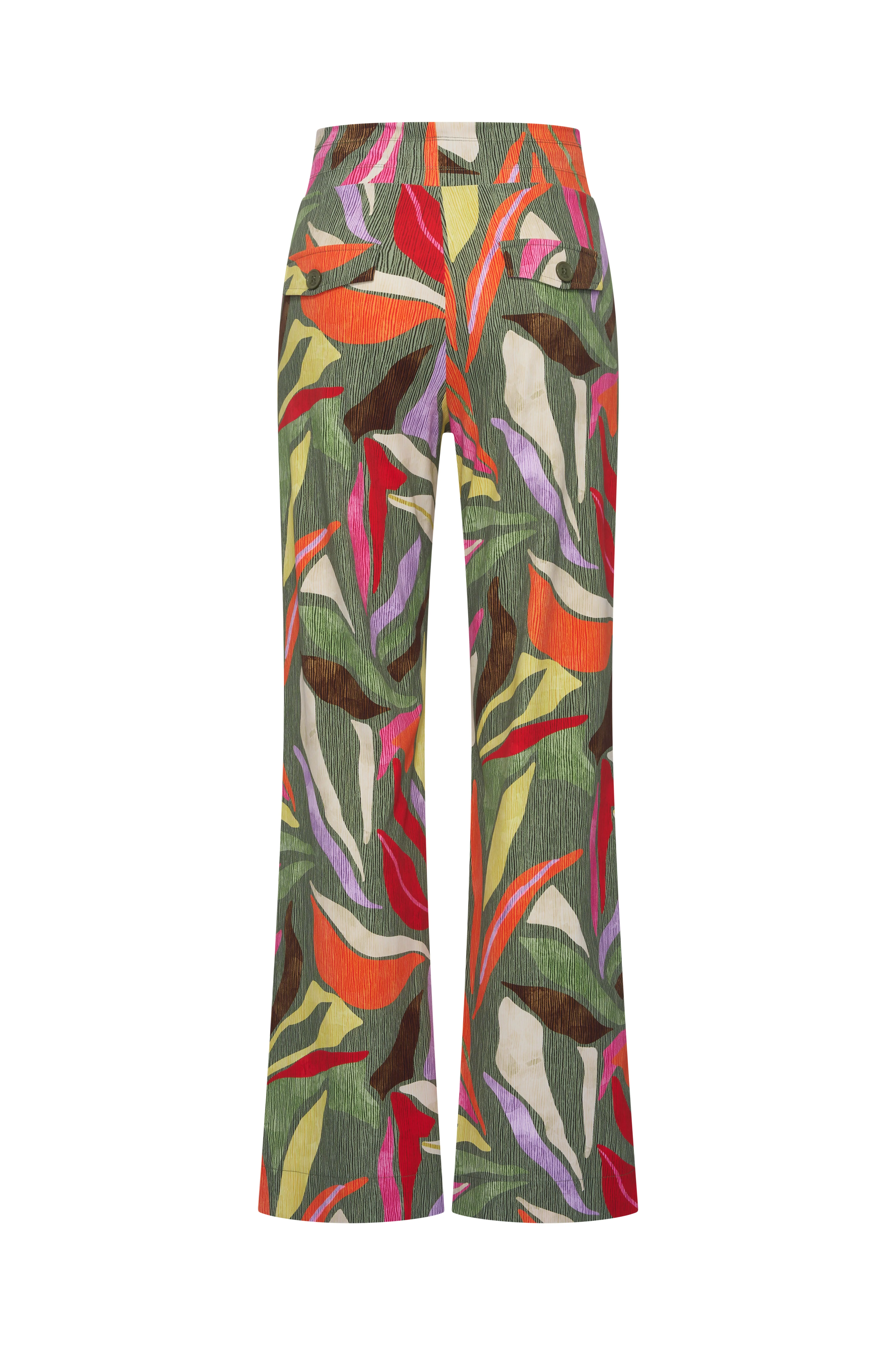 Heavy Travel Broek Summer Leaf Dance Print Olive 202136 - Image 4