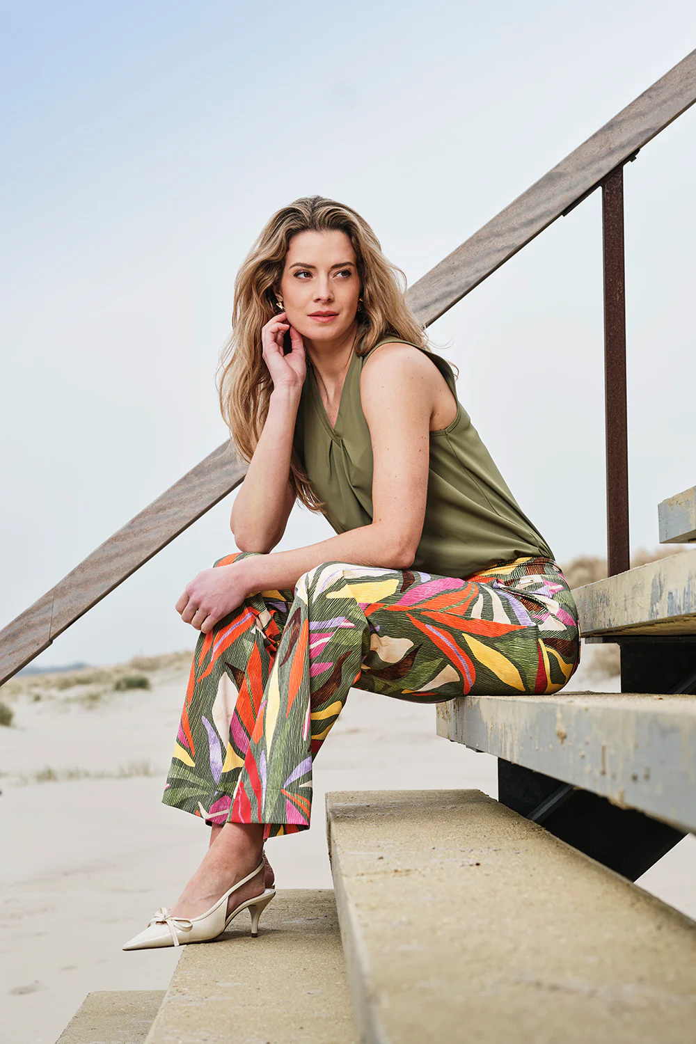 Heavy Travel Broek Summer Leaf Dance Print Olive 202136 - Image 5
