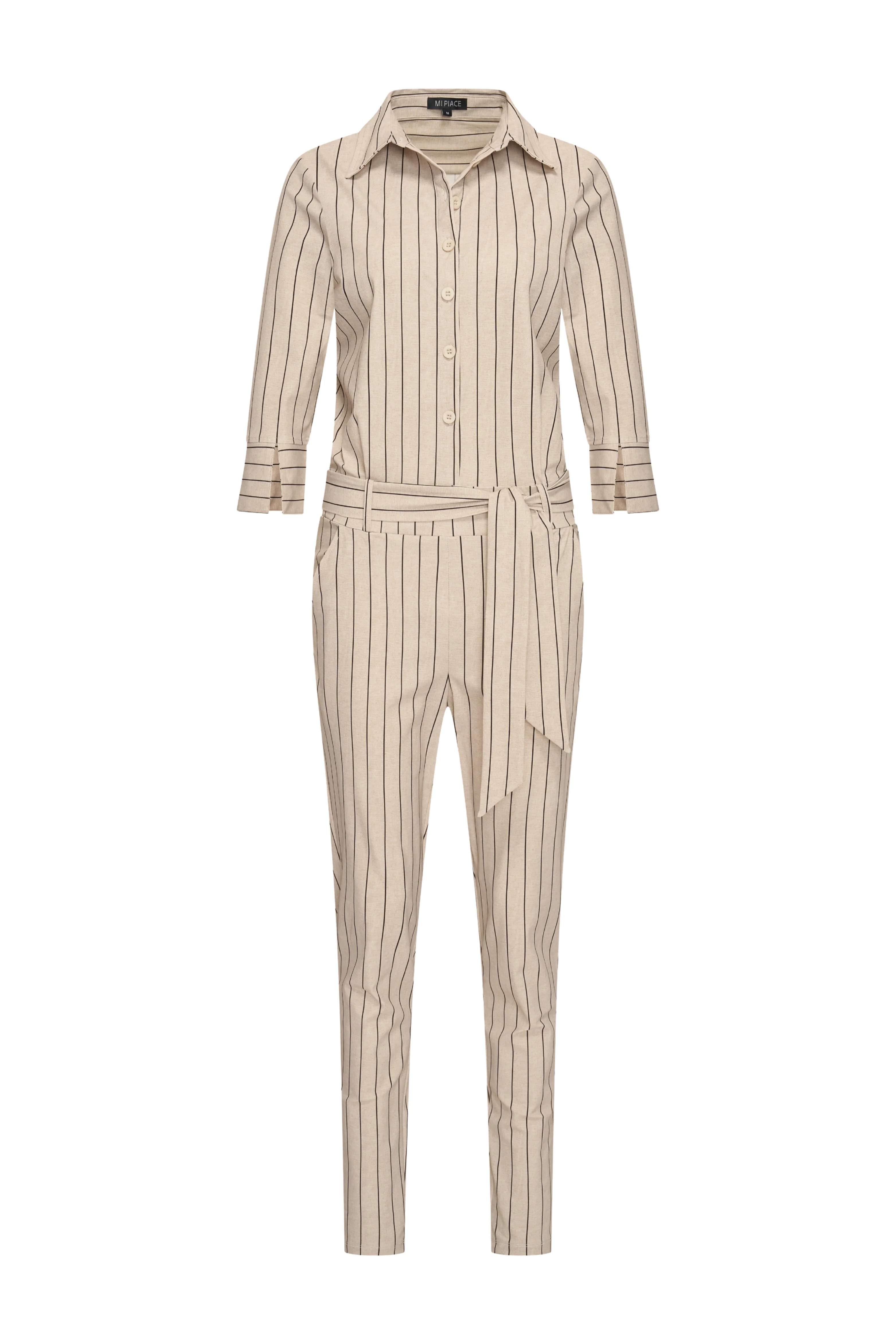 Heavy Travel Jumpsuit Classic Stripe Print Latte 202033A - Image 2