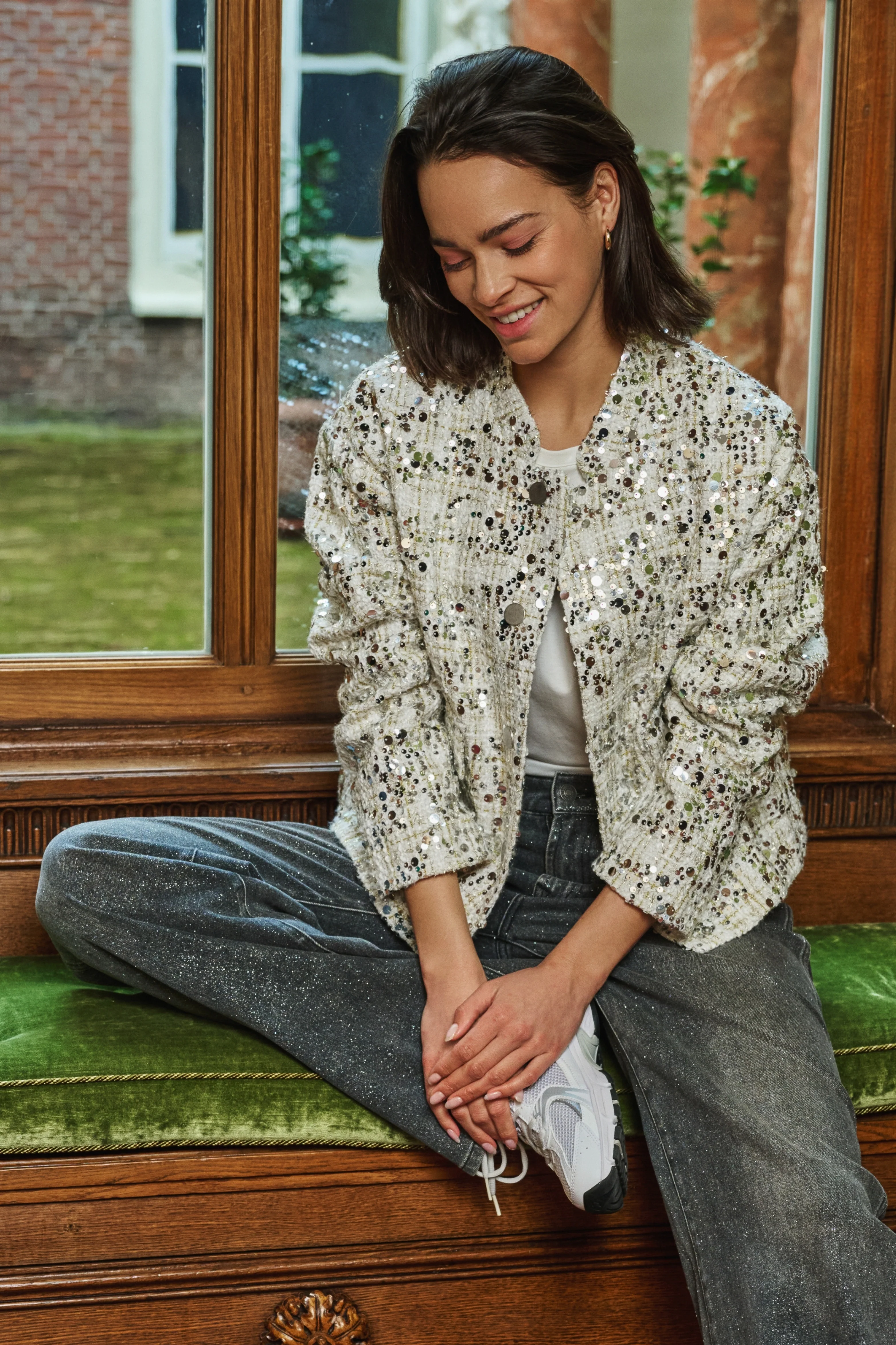 Jacket Bomber Sequins Offwhite W25.19702 - Image 3