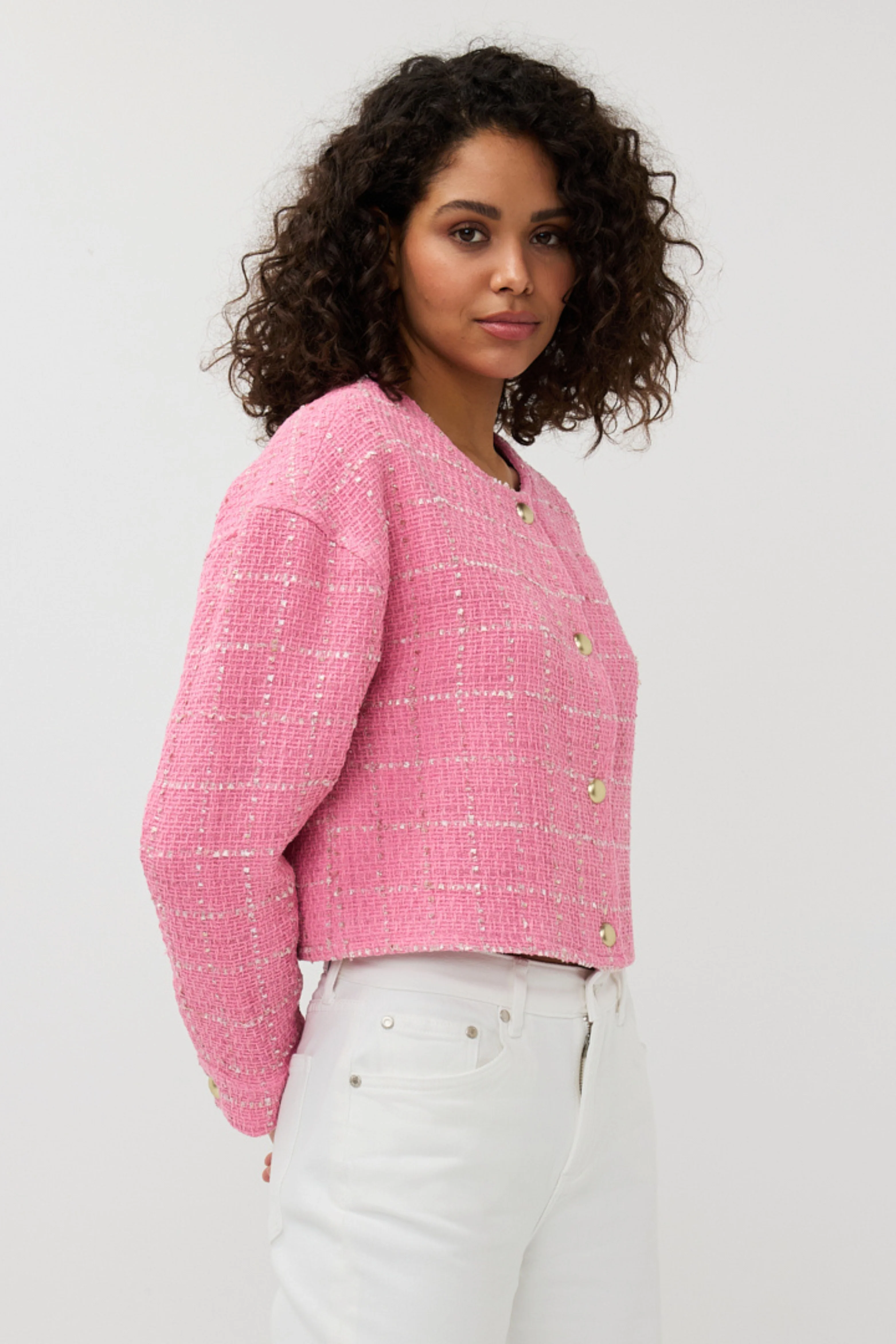 Jacket Cropped Boucle Rose SP25.19010 - Image 5