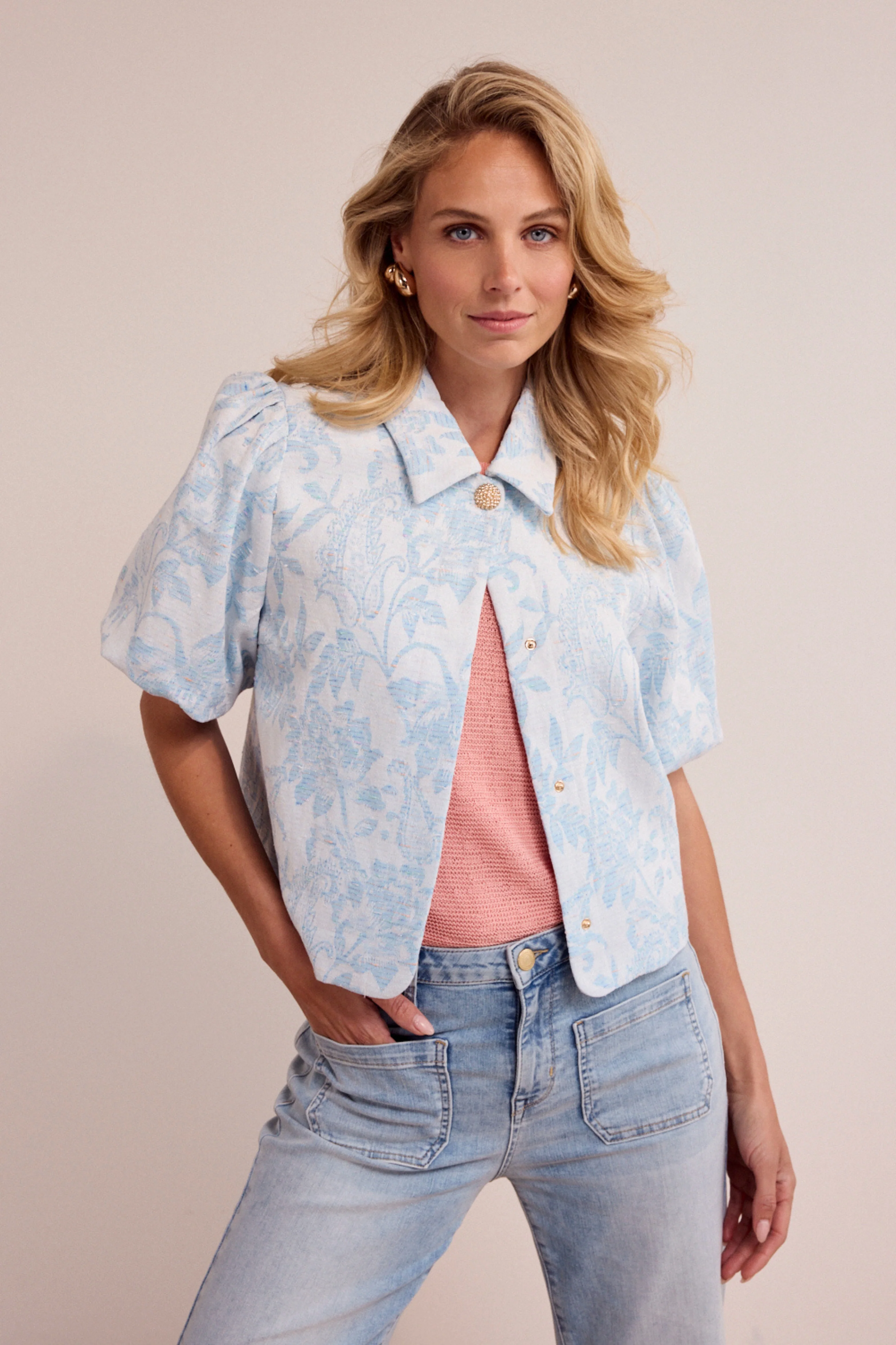 Jacket Denim Jacquard Light Blue Denim C10-19-801 2 - Image 3