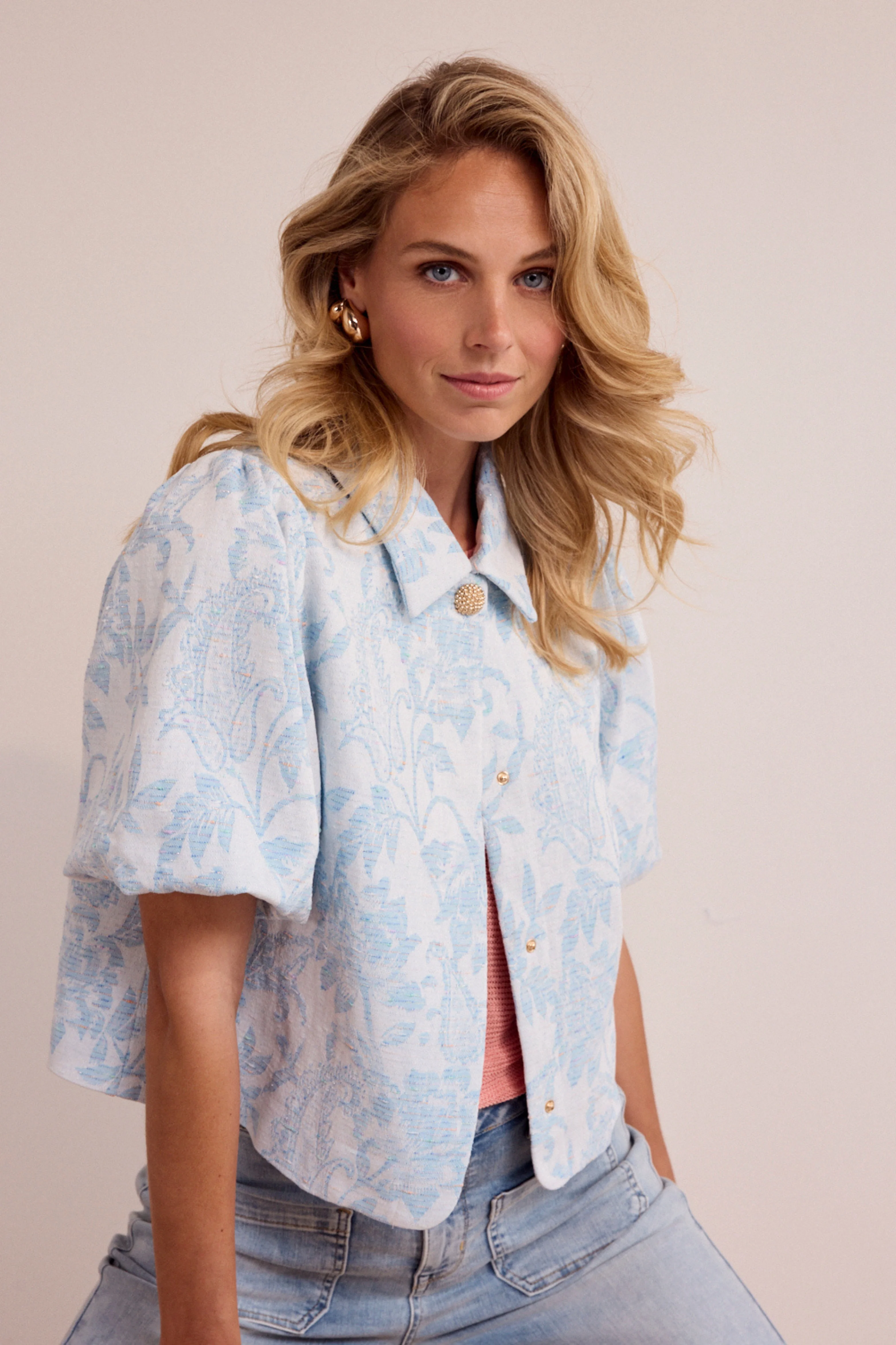 Jacket Denim Jacquard Light Blue Denim C10-19-801 2 - Image 5