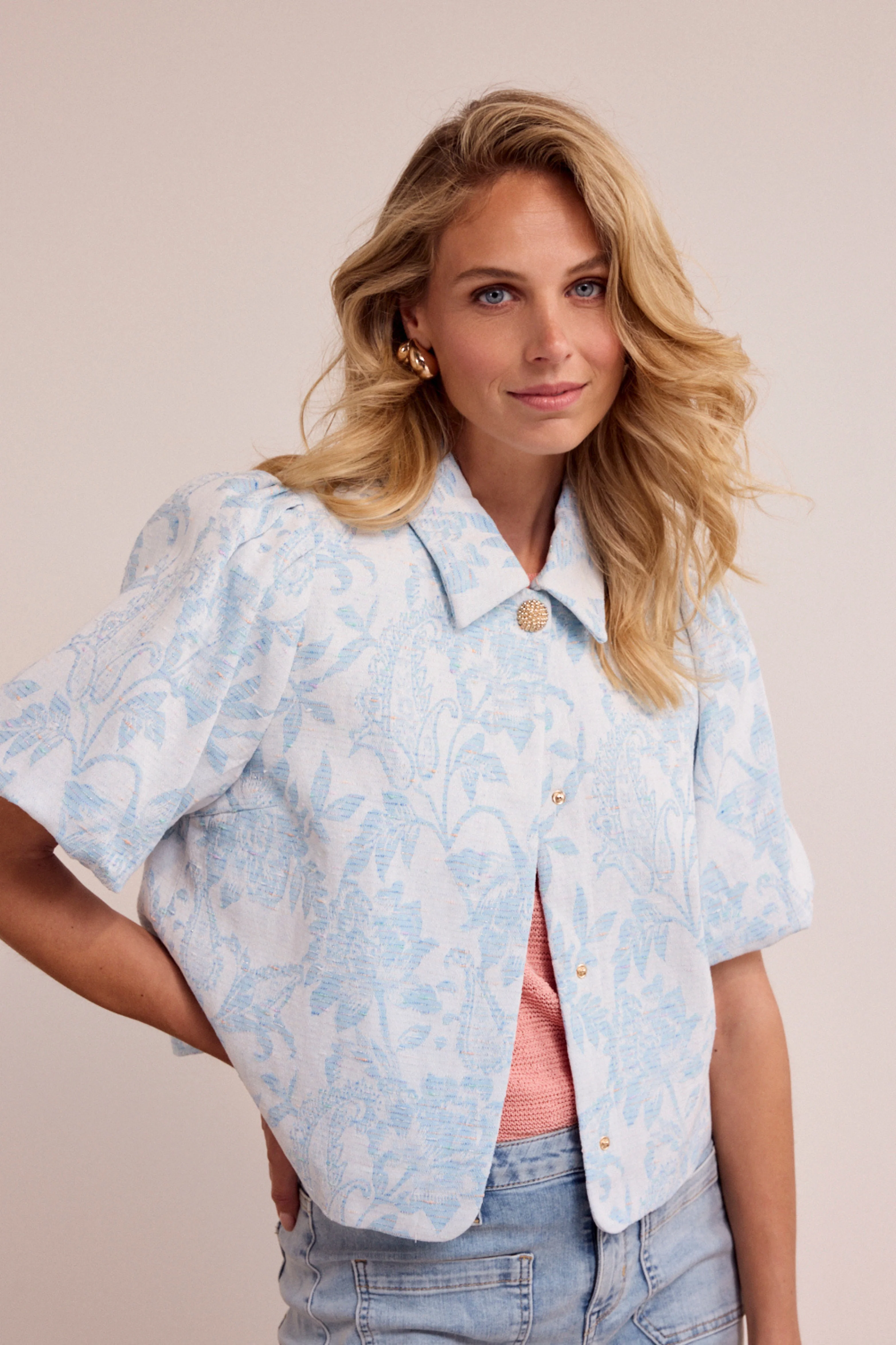Jacket Denim Jacquard Light Blue Denim C10-19-801 2 - Image 6