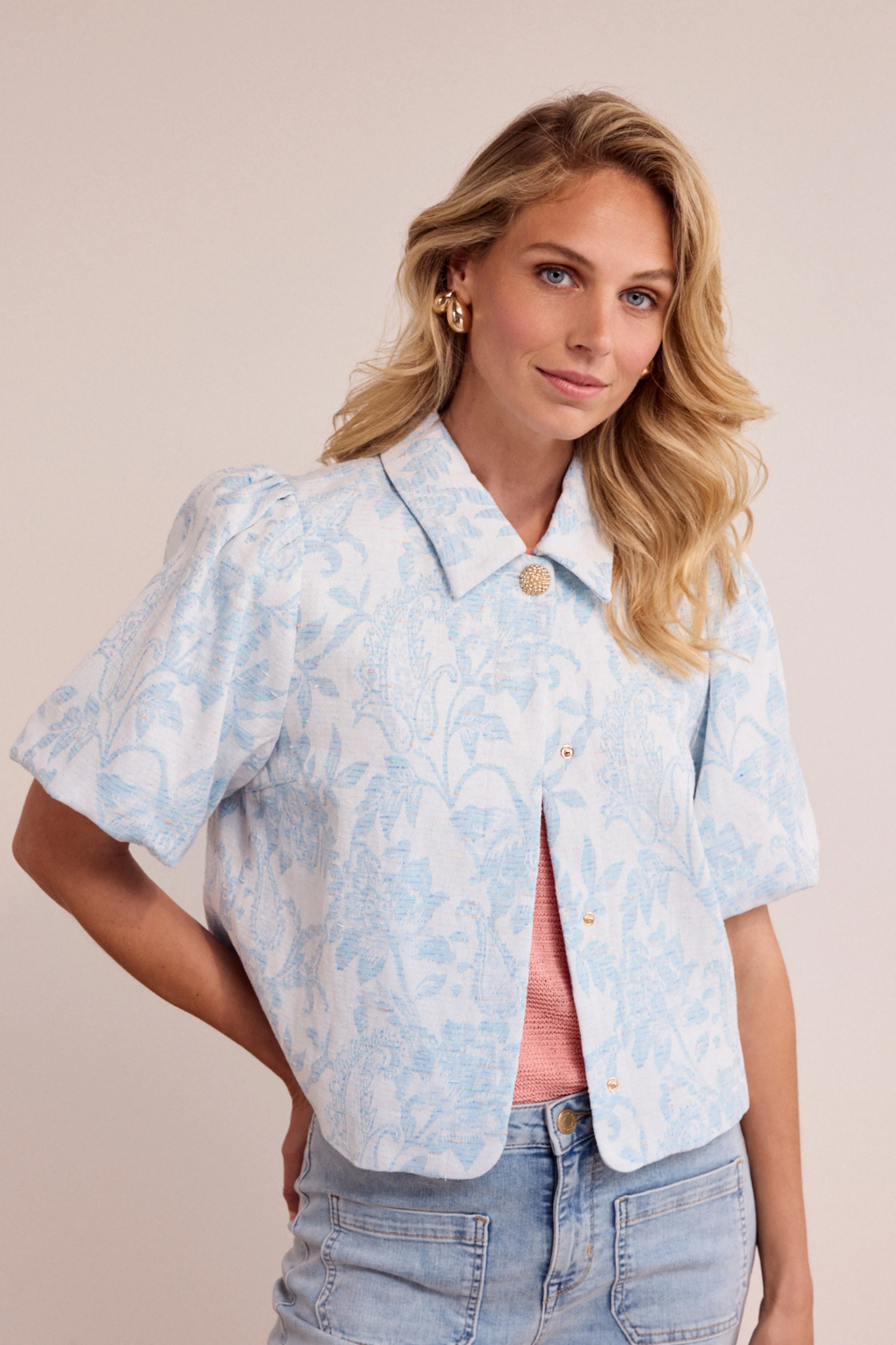 Jacket Denim Jacquard Light Blue Denim C10-19-801 2 - Image 8