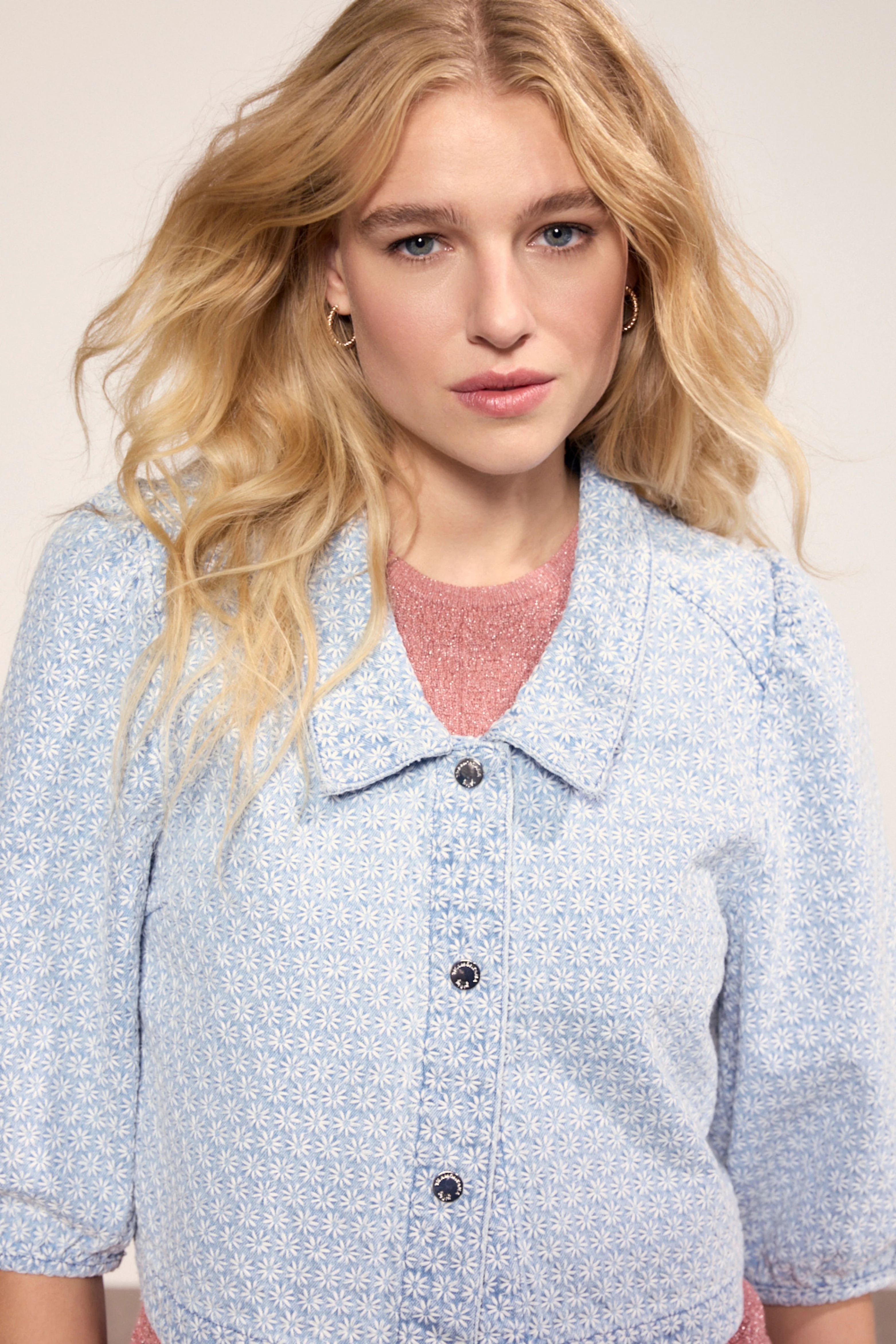 Jacket Embroidered Light Blue Denim C14-20-801 3 - Image 3