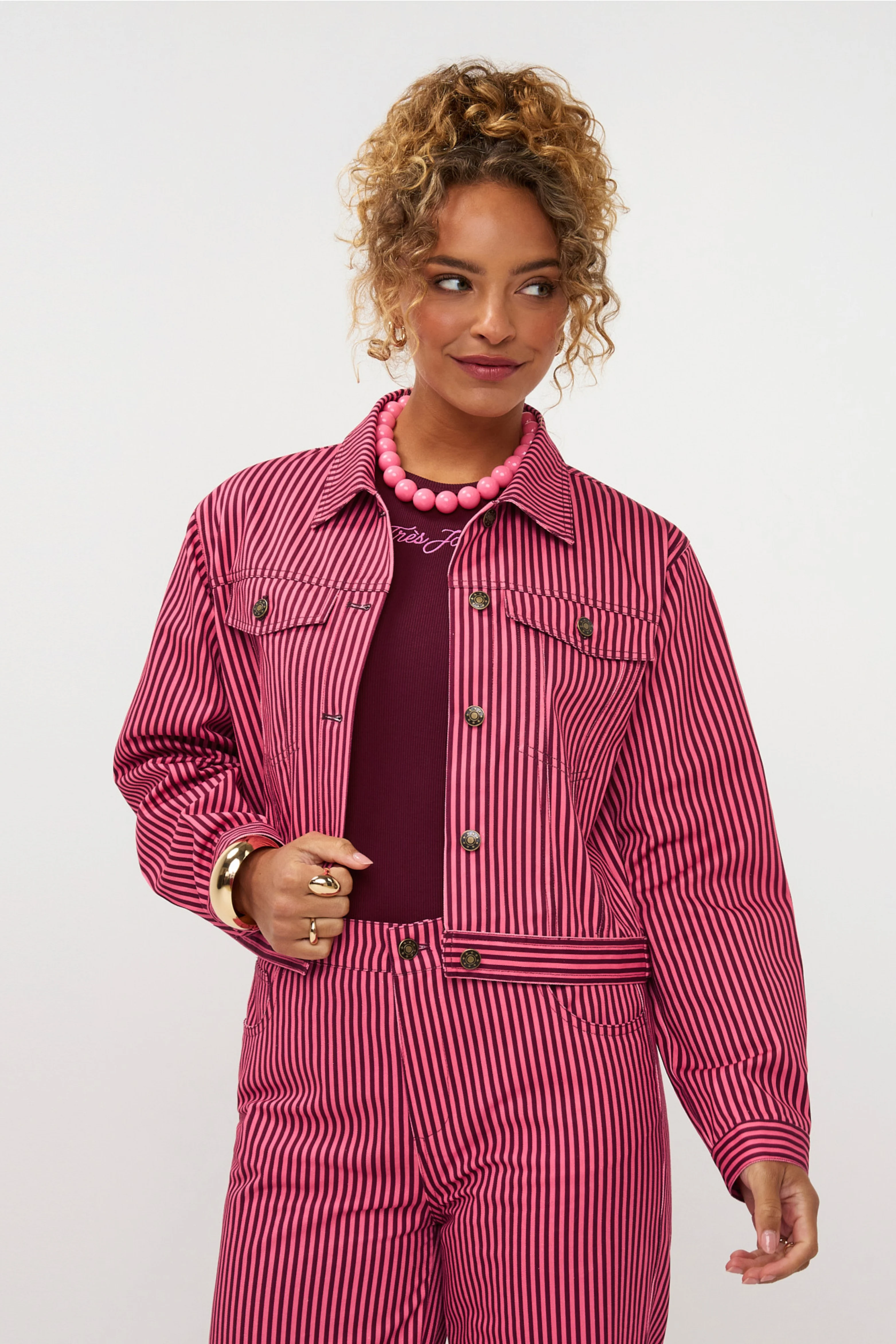 Jacket Kalina Coral Pink Burgundy