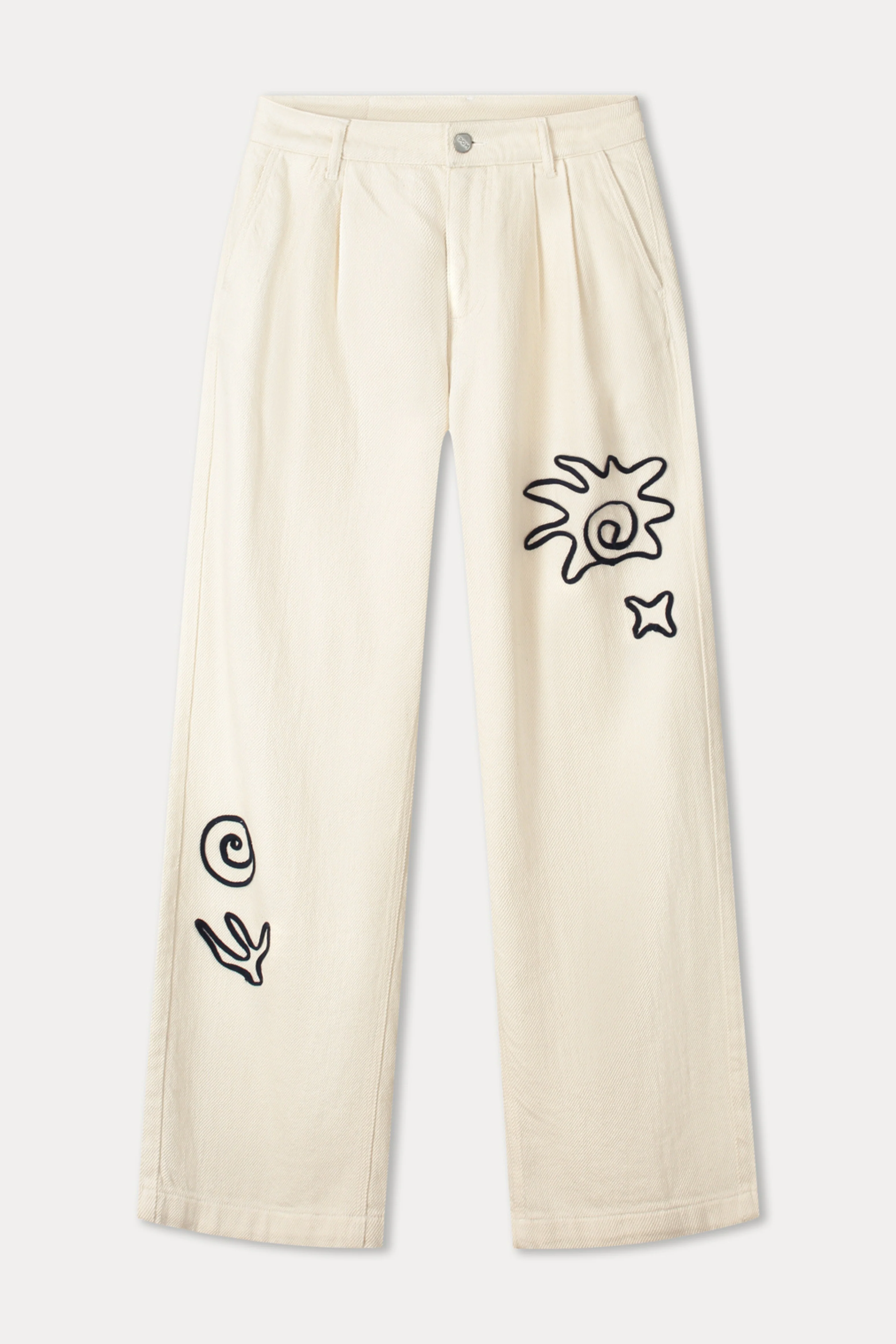 Jeans White Embroidery Beige SP9567 - Image 3