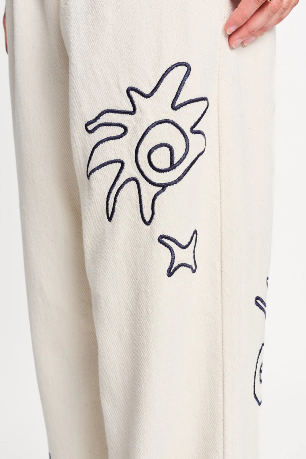Jeans White Embroidery Beige SP9567 - Image 6