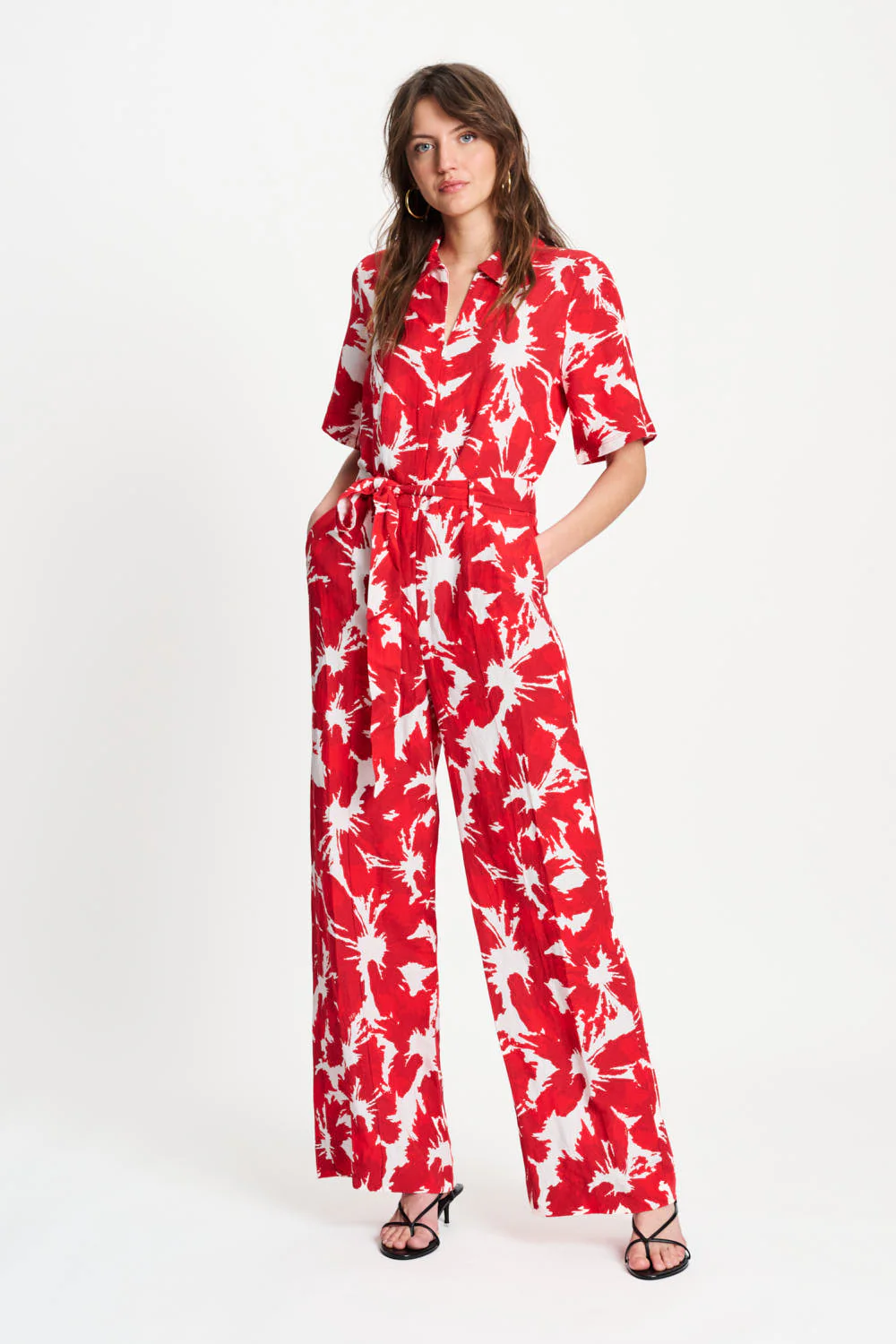 Jumpsuit Bubble Bloom Red Linen SP9591 - Image 2