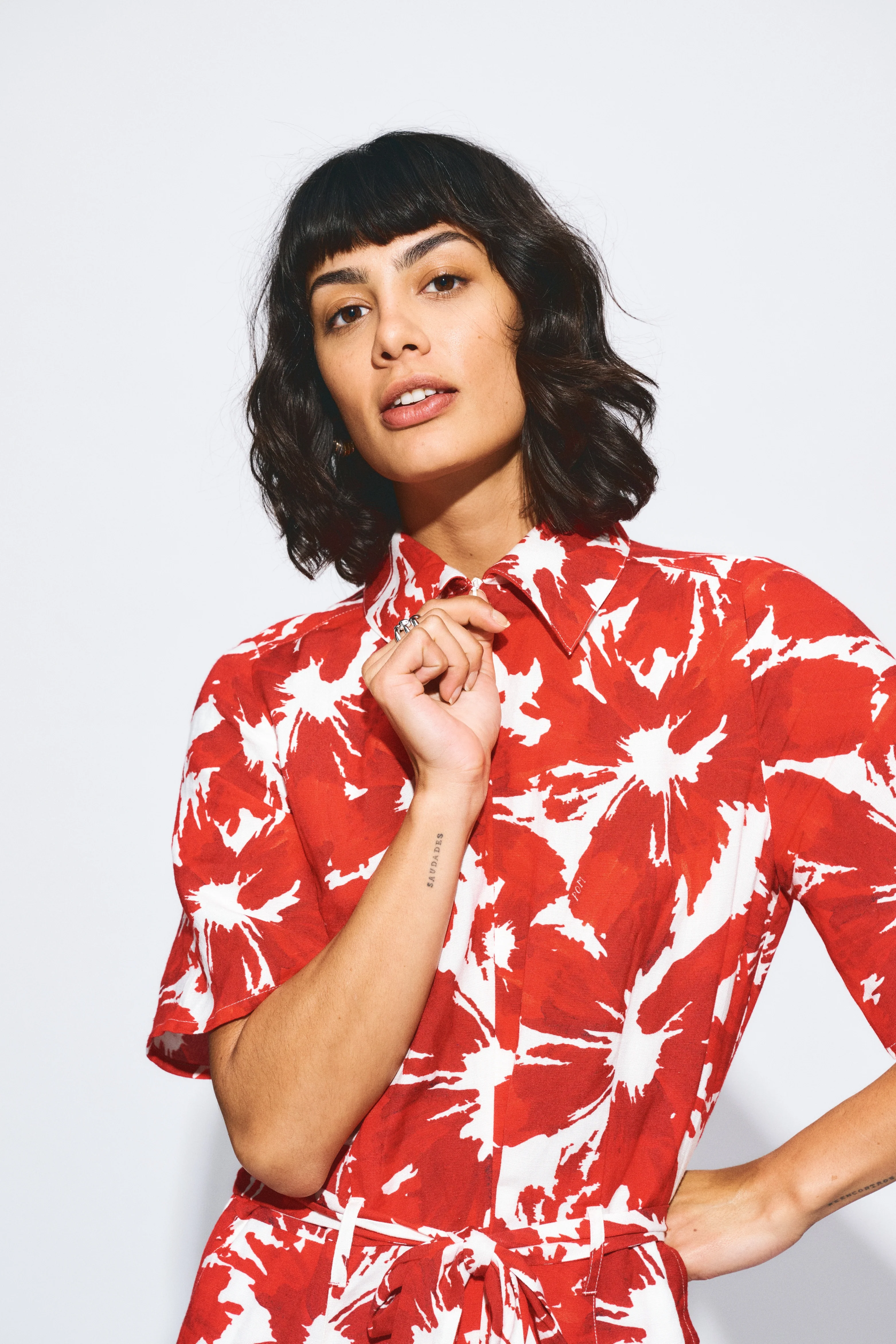 Jumpsuit Bubble Bloom Red Linen SP9591 - Image 5