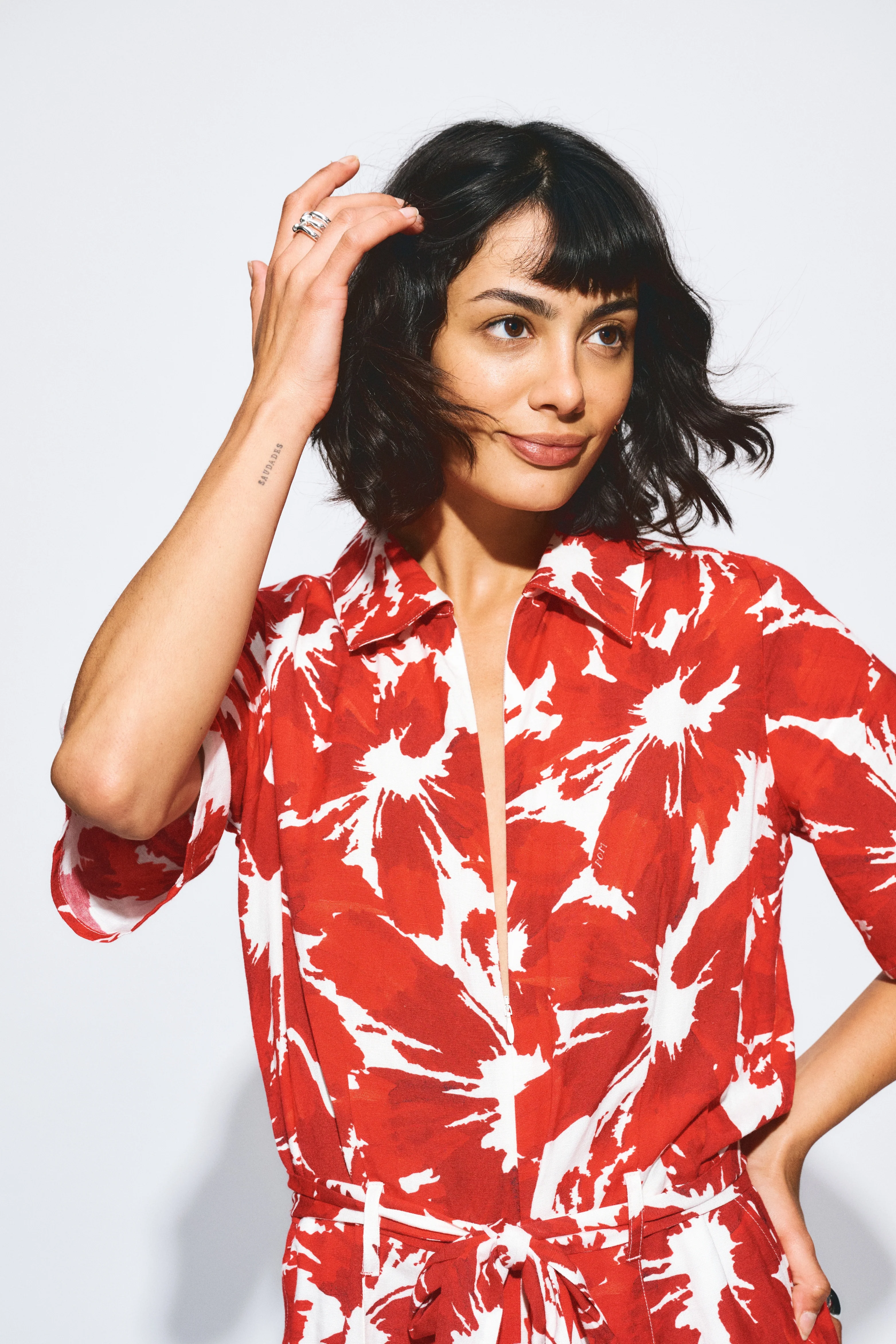 Jumpsuit Bubble Bloom Red Linen SP9591 - Image 6