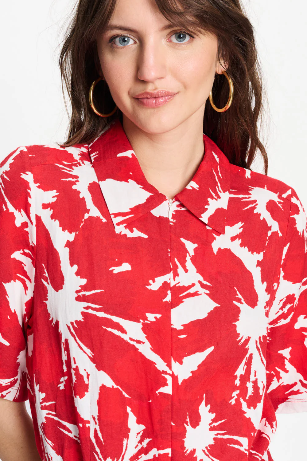 Jumpsuit Bubble Bloom Red Linen SP9591 - Image 8