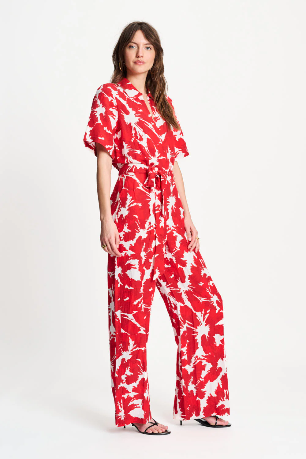 Jumpsuit Bubble Bloom Red Linen SP9591 - Image 9