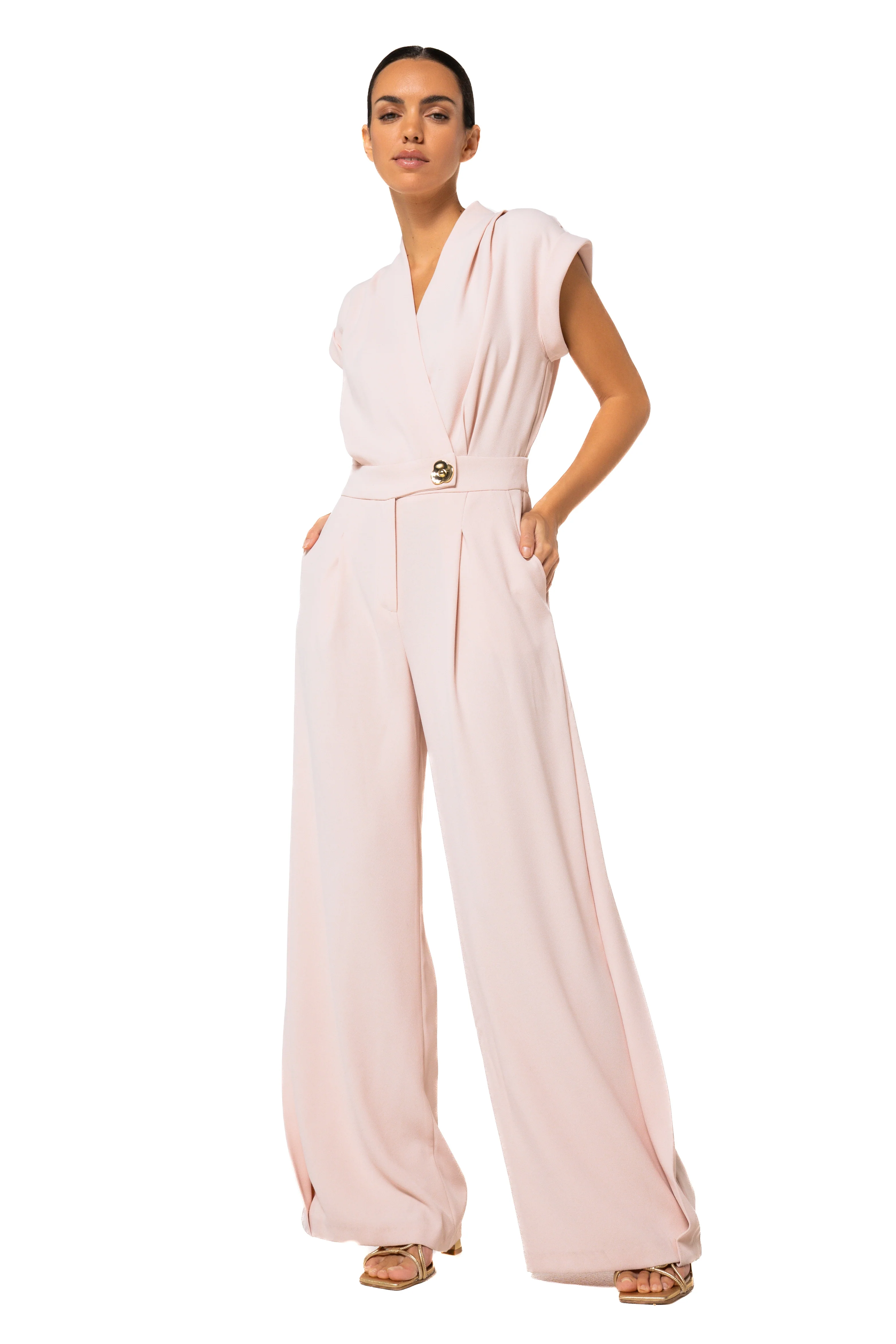 Jumpsuit Plooidetail Nude 1505-74