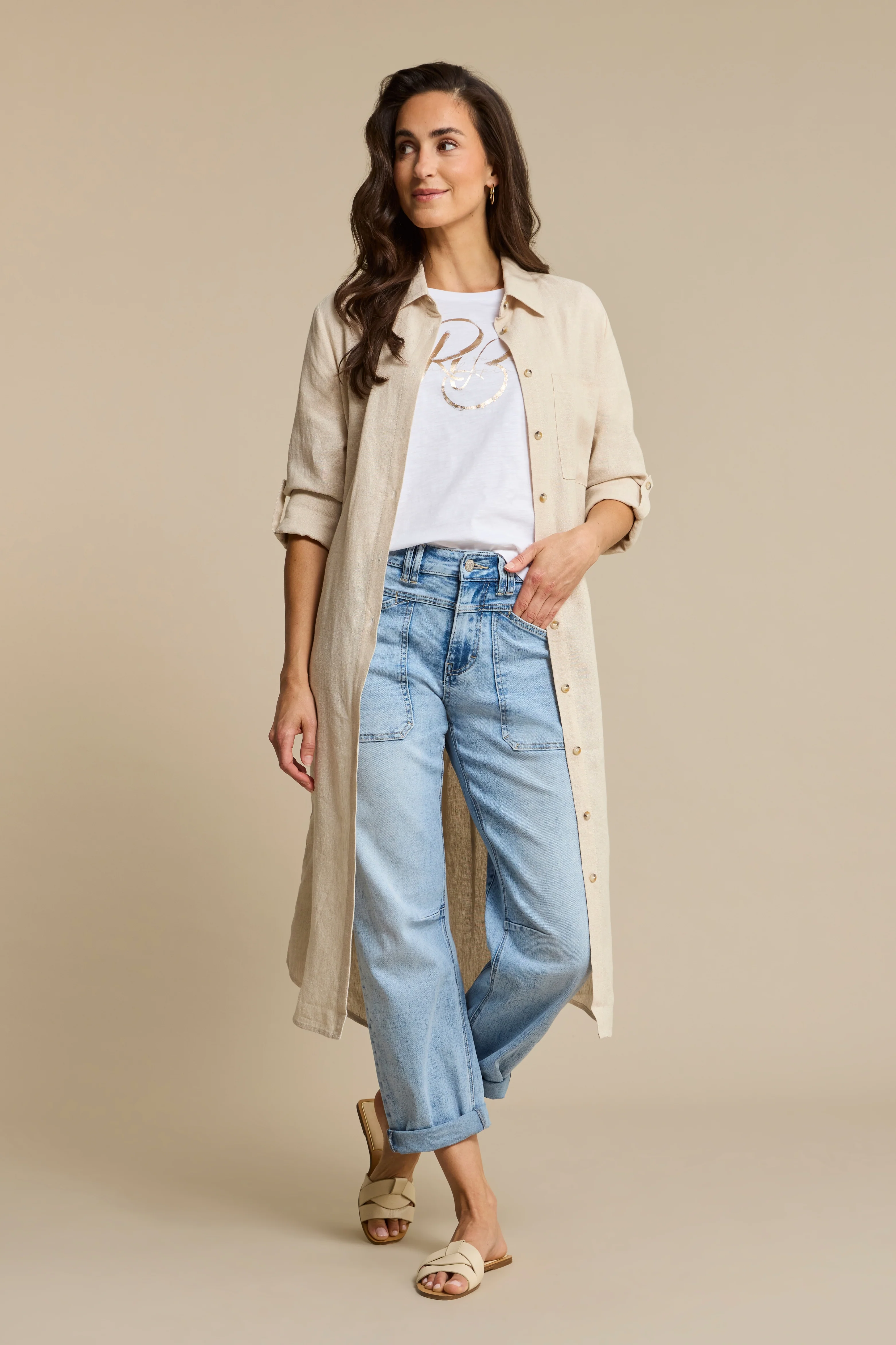 Jurk Linen Visco Melange Pebble SRB4772 - Image 4