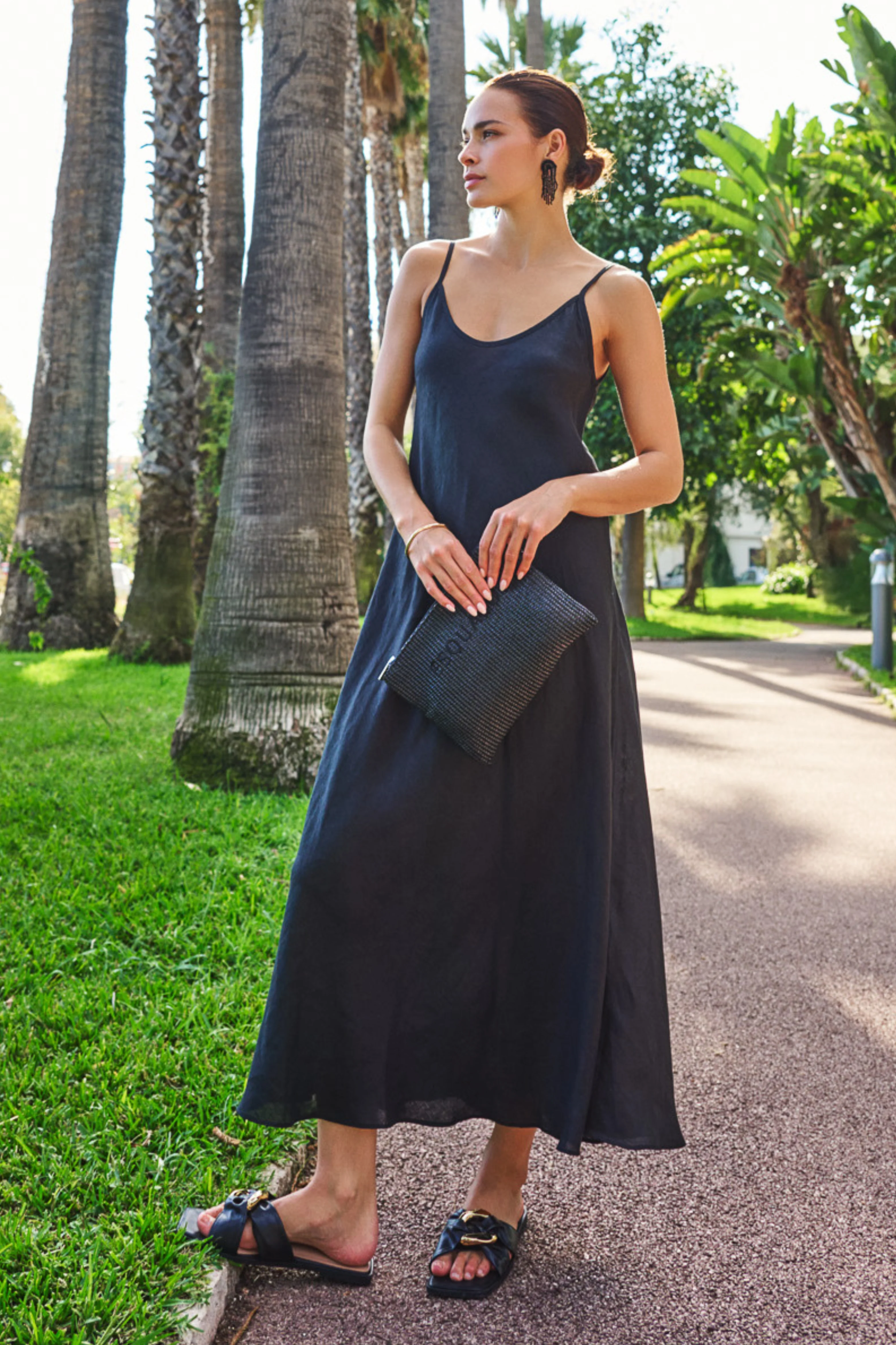 Jurk Maxi Singlet Linen Black HS26.28256
