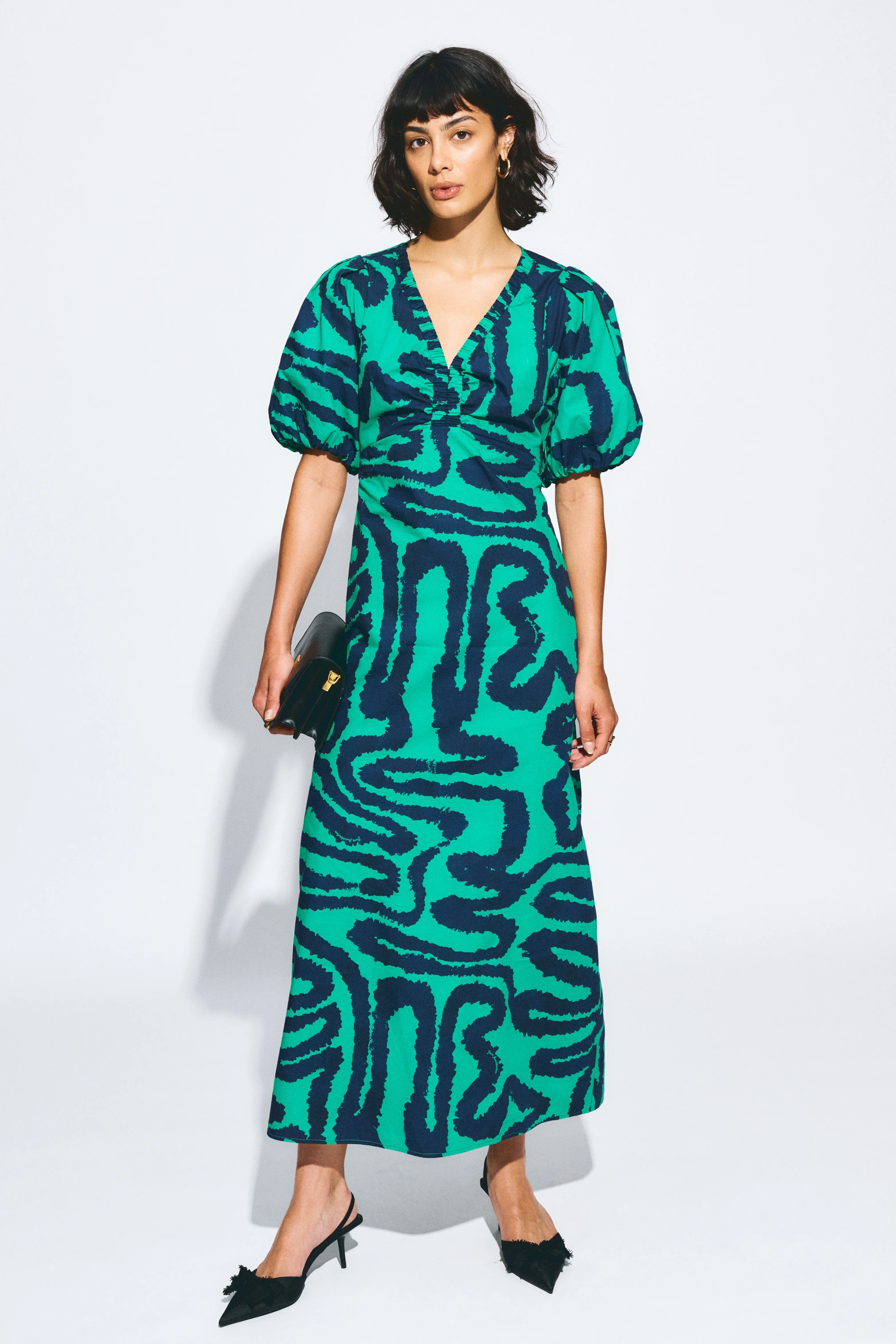 Jurk Poplin Waves Green Multi Colour SP9552 - Image 3