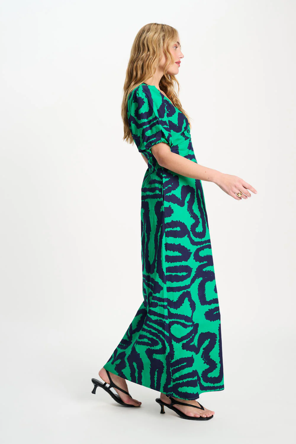 Jurk Poplin Waves Green Multi Colour SP9552 - Image 6