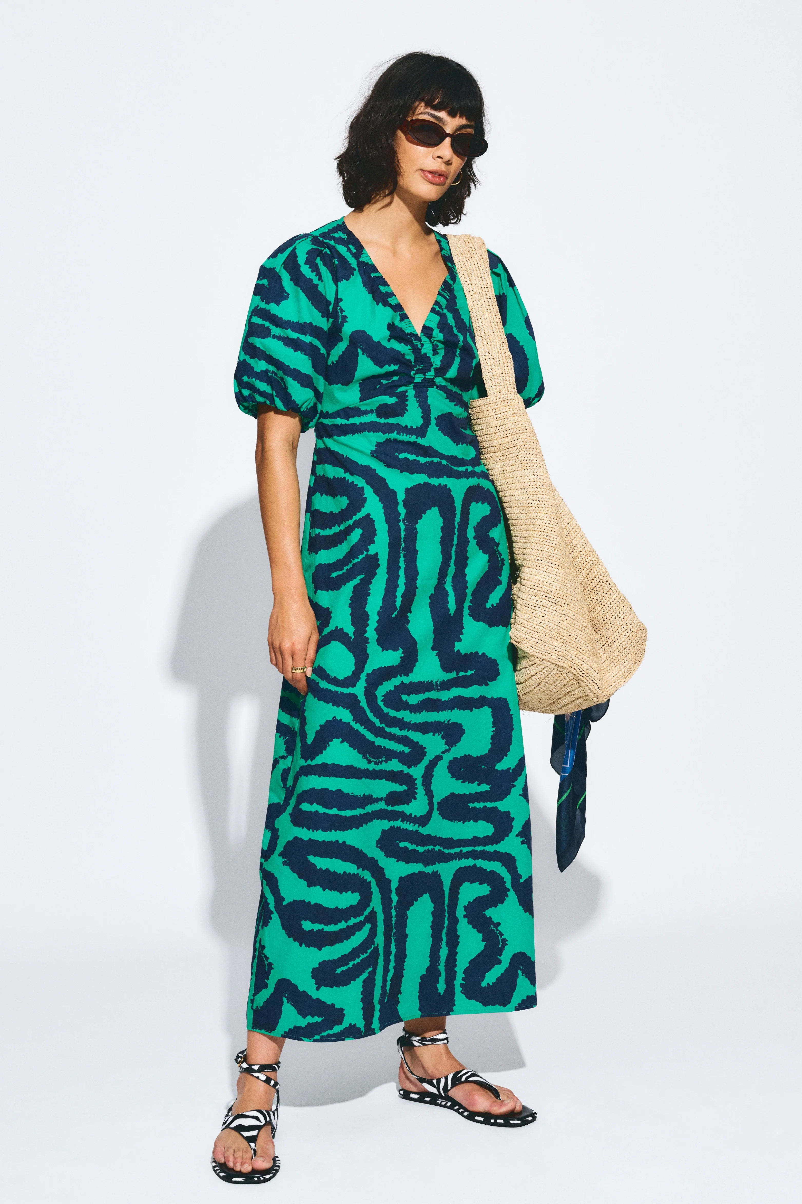 Jurk Poplin Waves Green Multi Colour SP9552 - Image 7