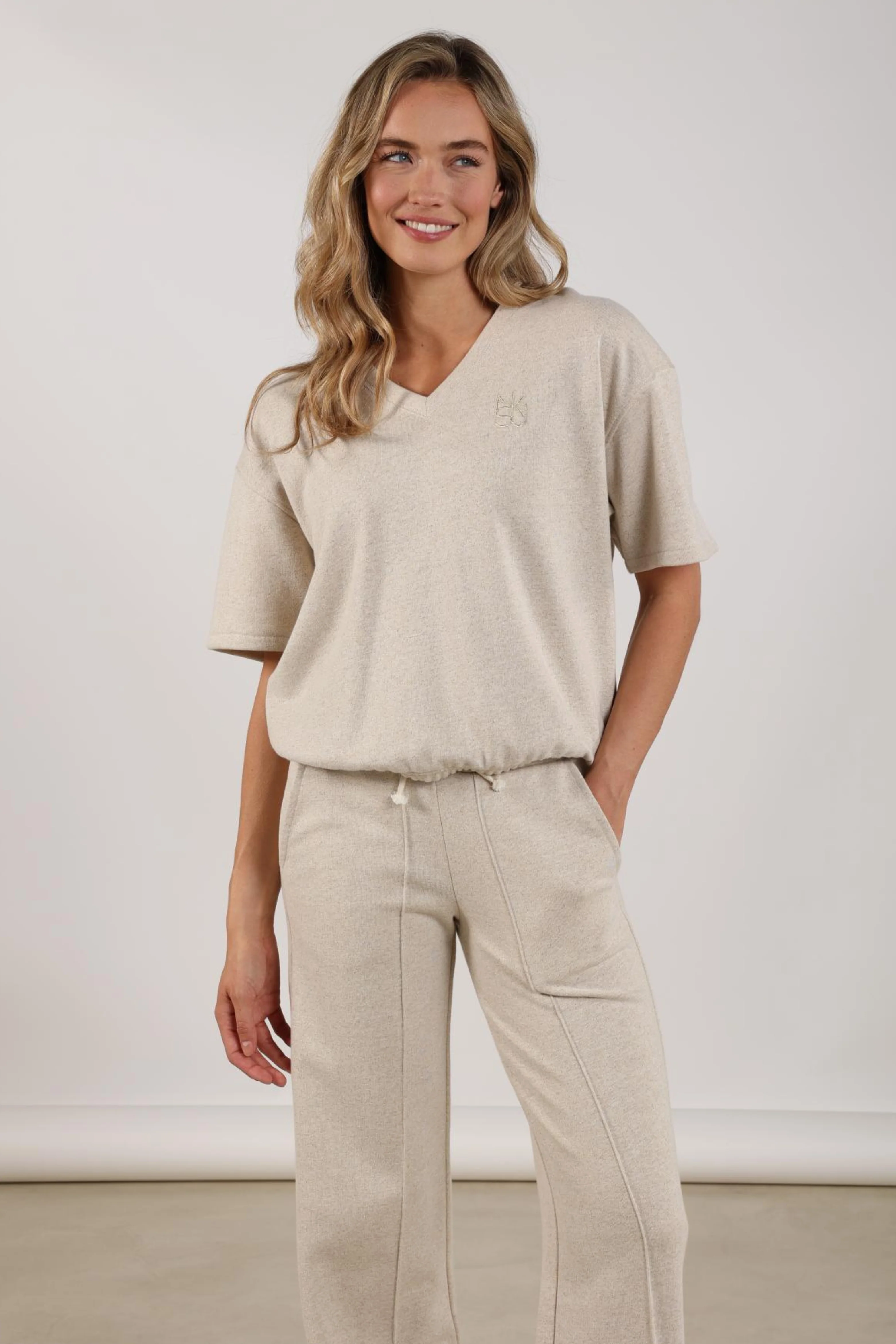 Sweater Cici Lurex V-neck Sand NKS03065