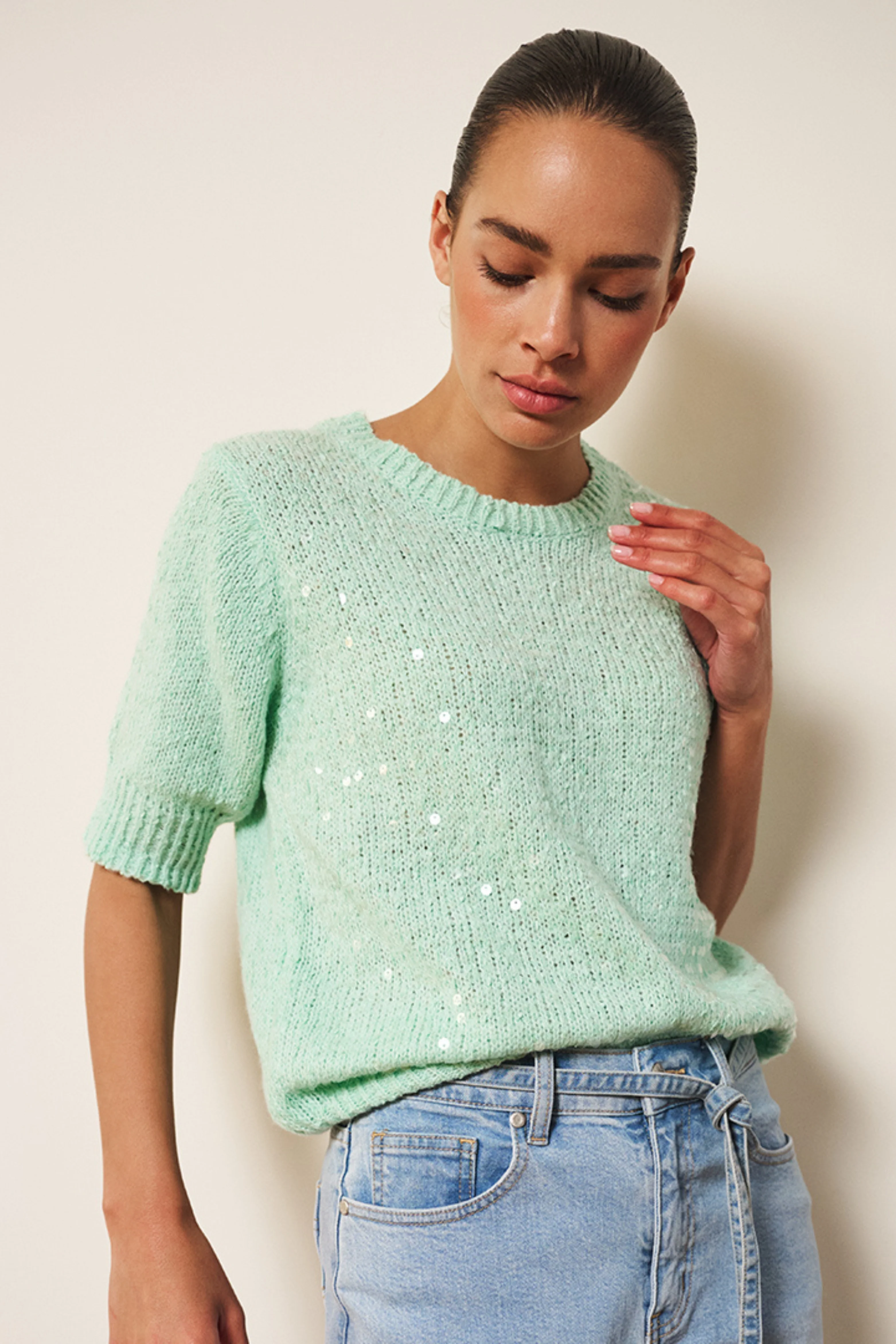 Sweater Sequins Light Mint SP26.02004