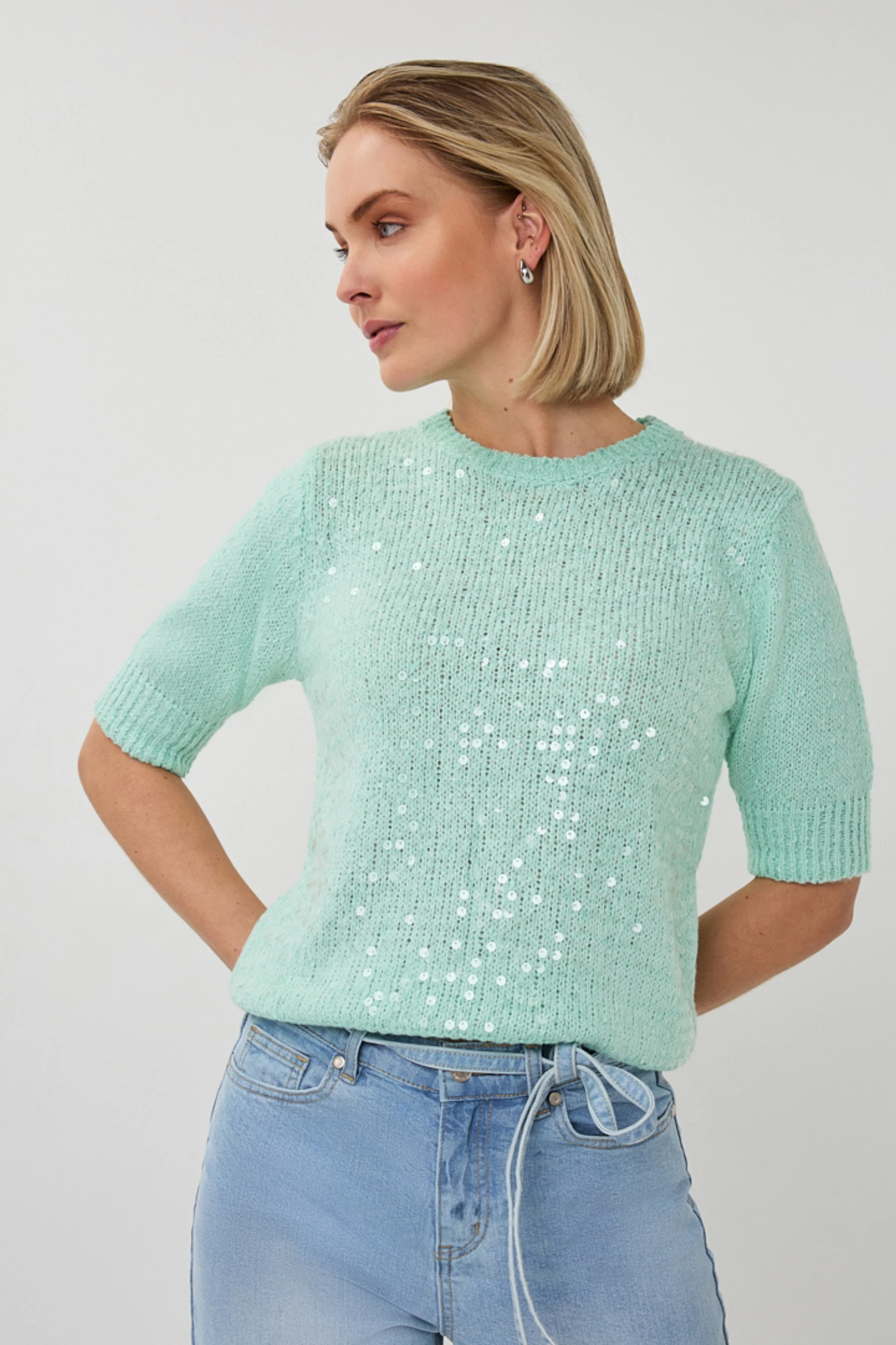 Sweater Sequins Light Mint SP26.02004 - Image 5
