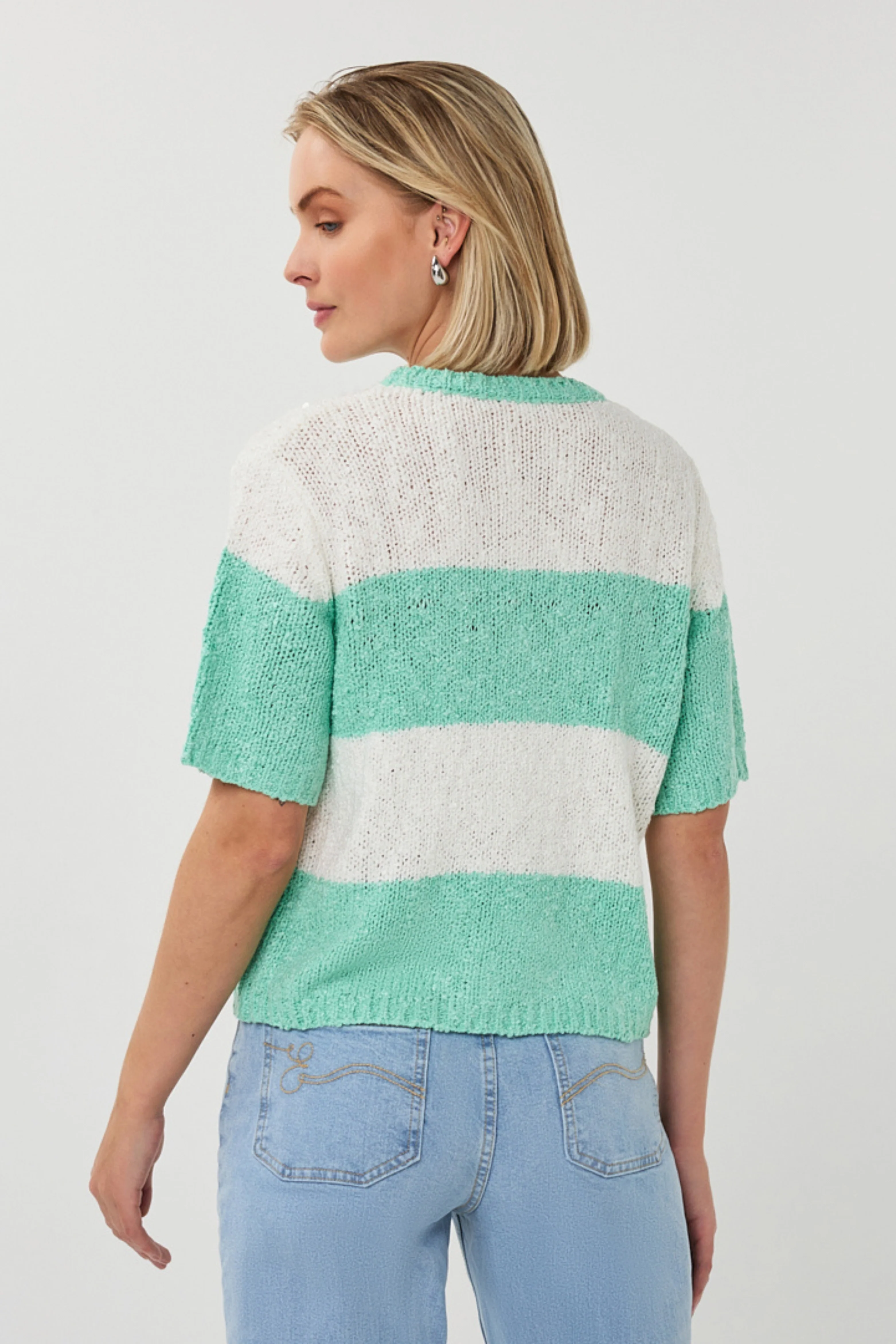 Sweater Striped Sequins Offwhite Mint SP26.02007 - Image 6