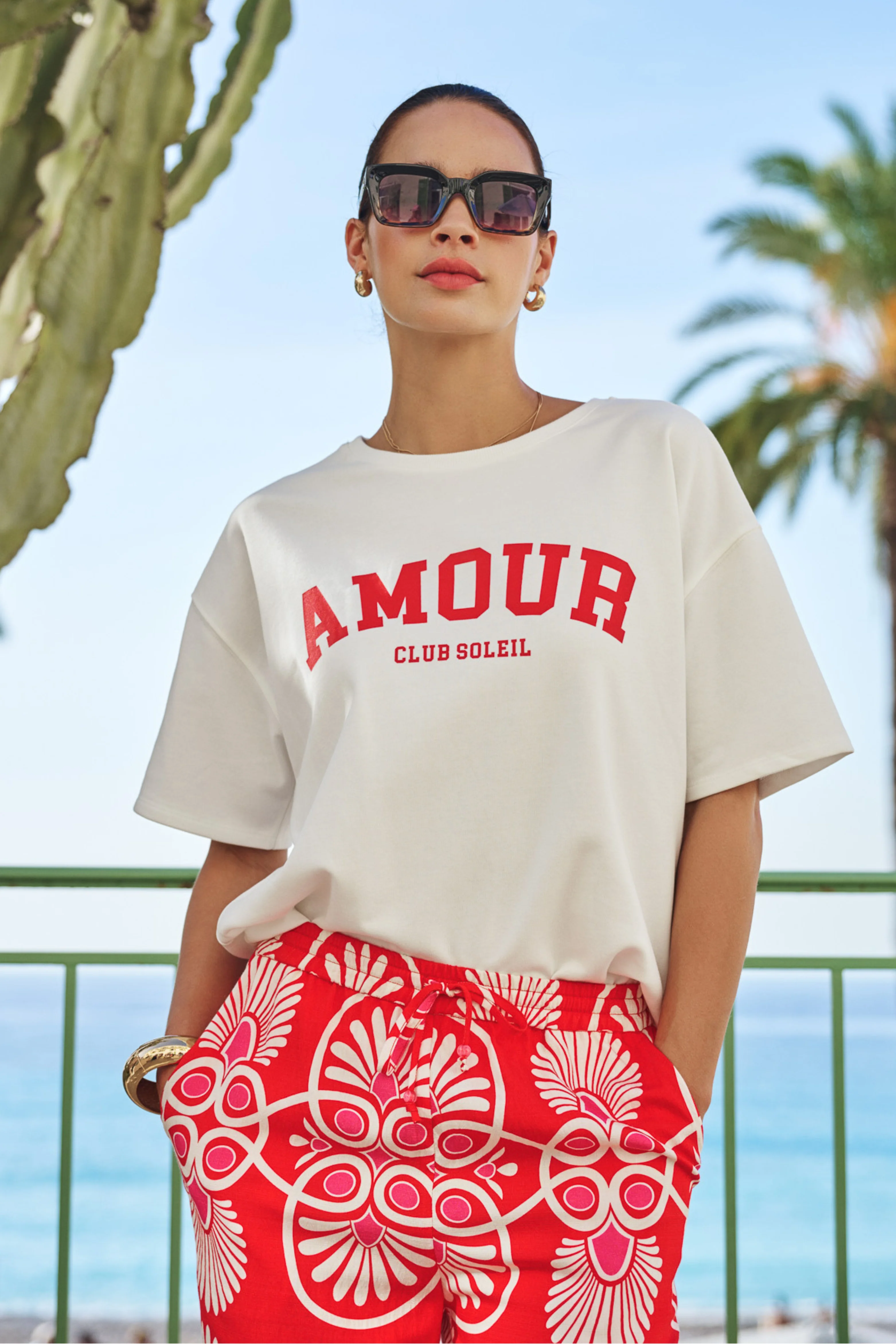 T-shirt French Terry Offwhite Red HS26.05215