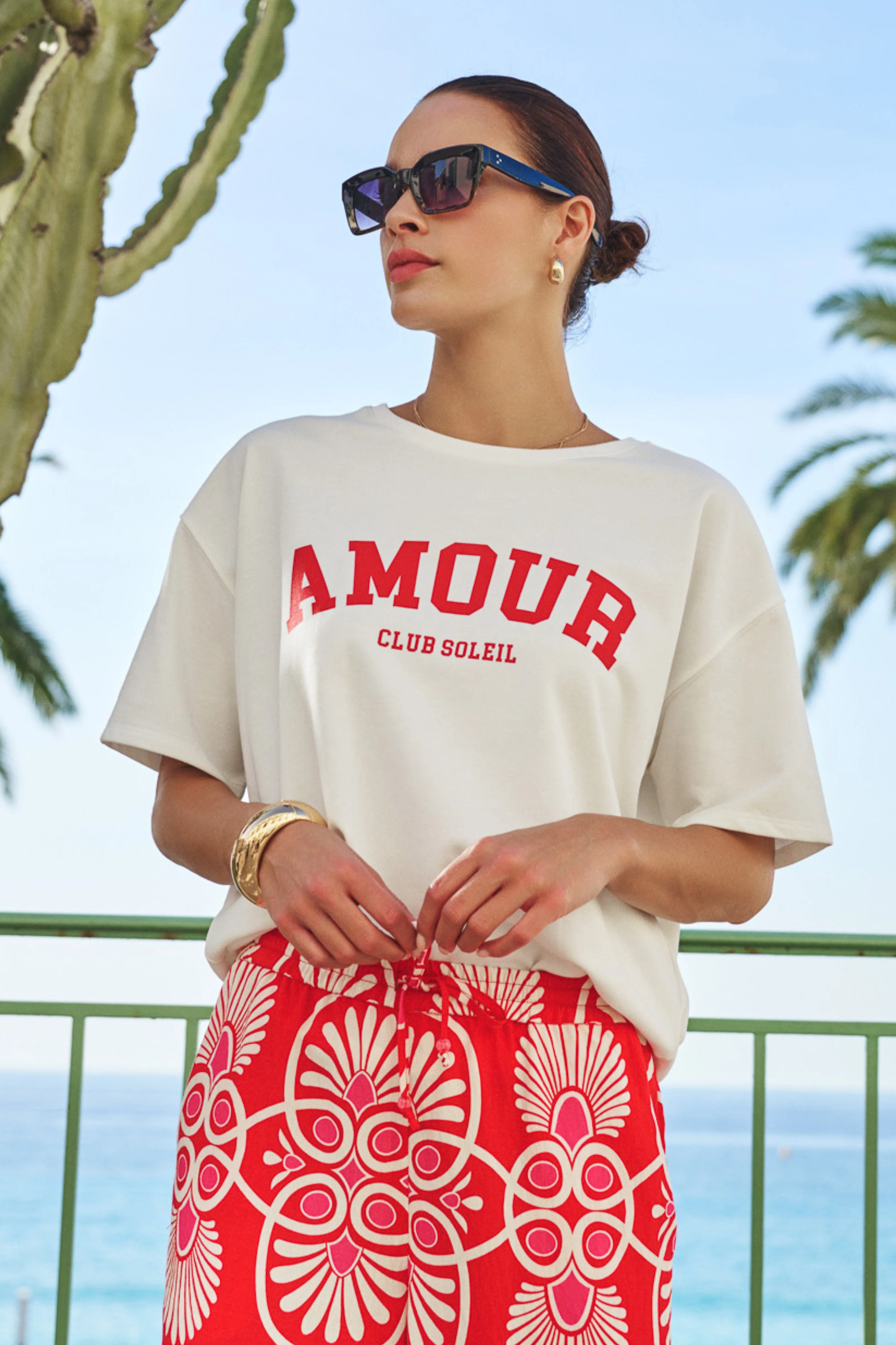 T-shirt French Terry Offwhite Red HS26.05215 - Image 3