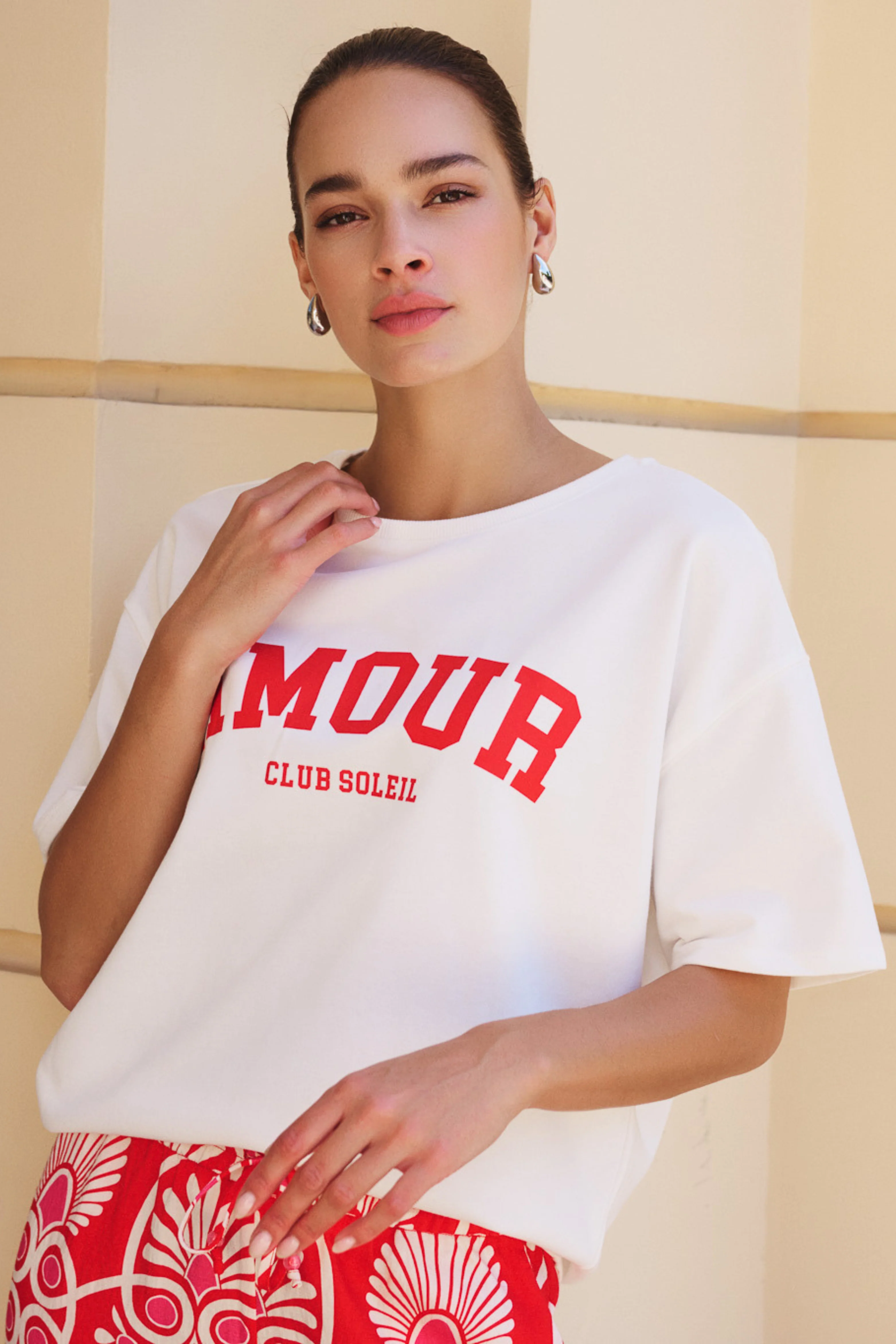T-shirt French Terry Offwhite Red HS26.05215 - Image 5