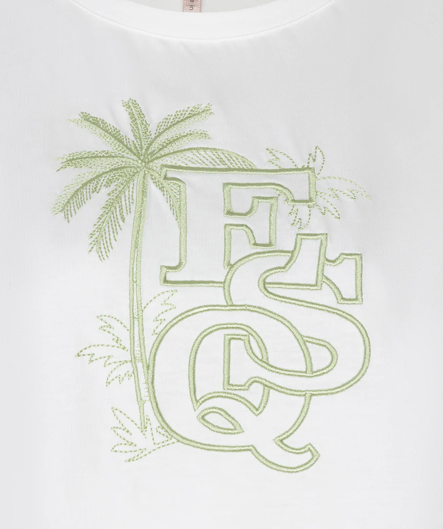 T-shirt Palm Esq Embroidery Offwhite Green HS26.05202 - Image 7