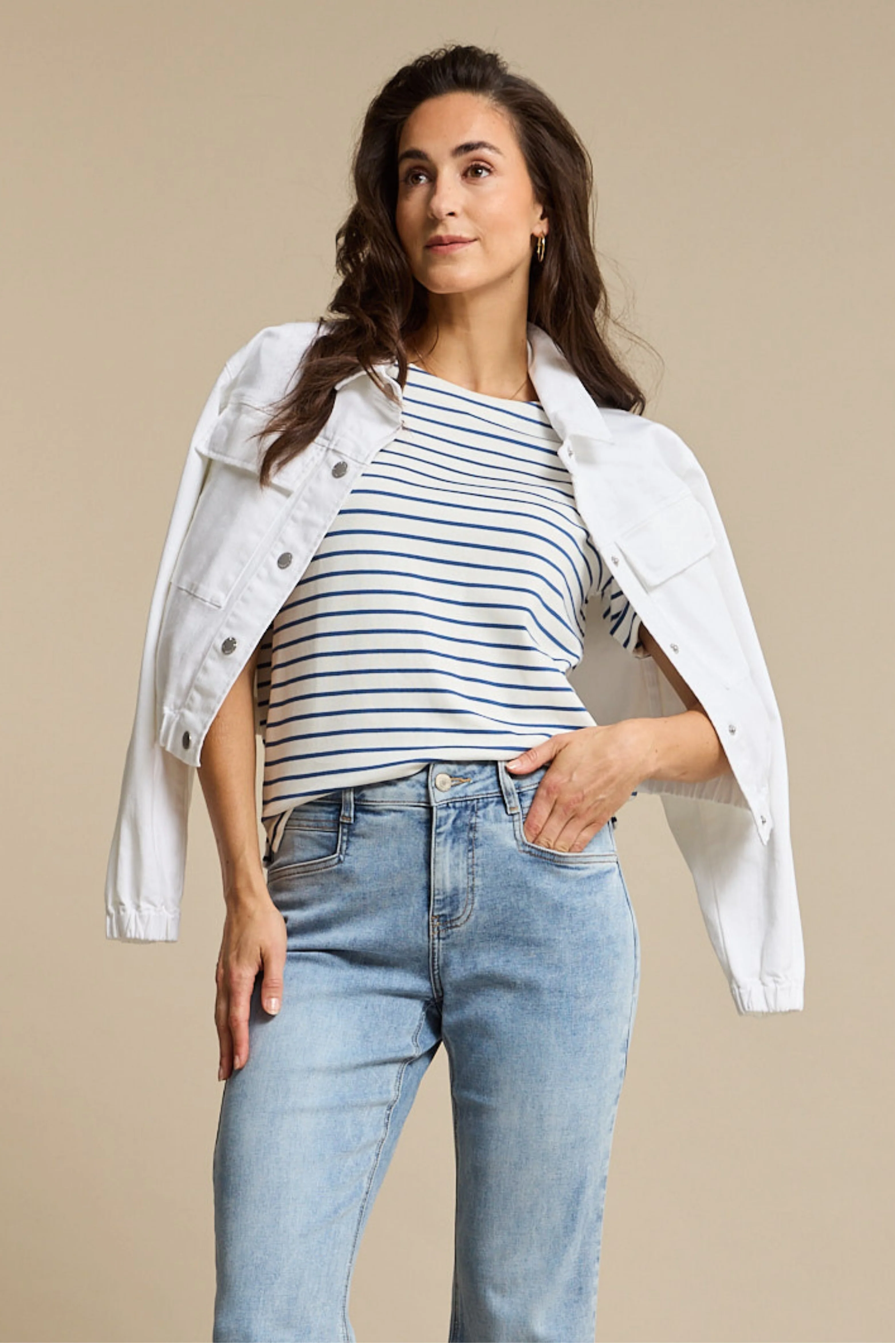 T-shirt Terry Stripe Jeans Blue SRB4754 - Image 5