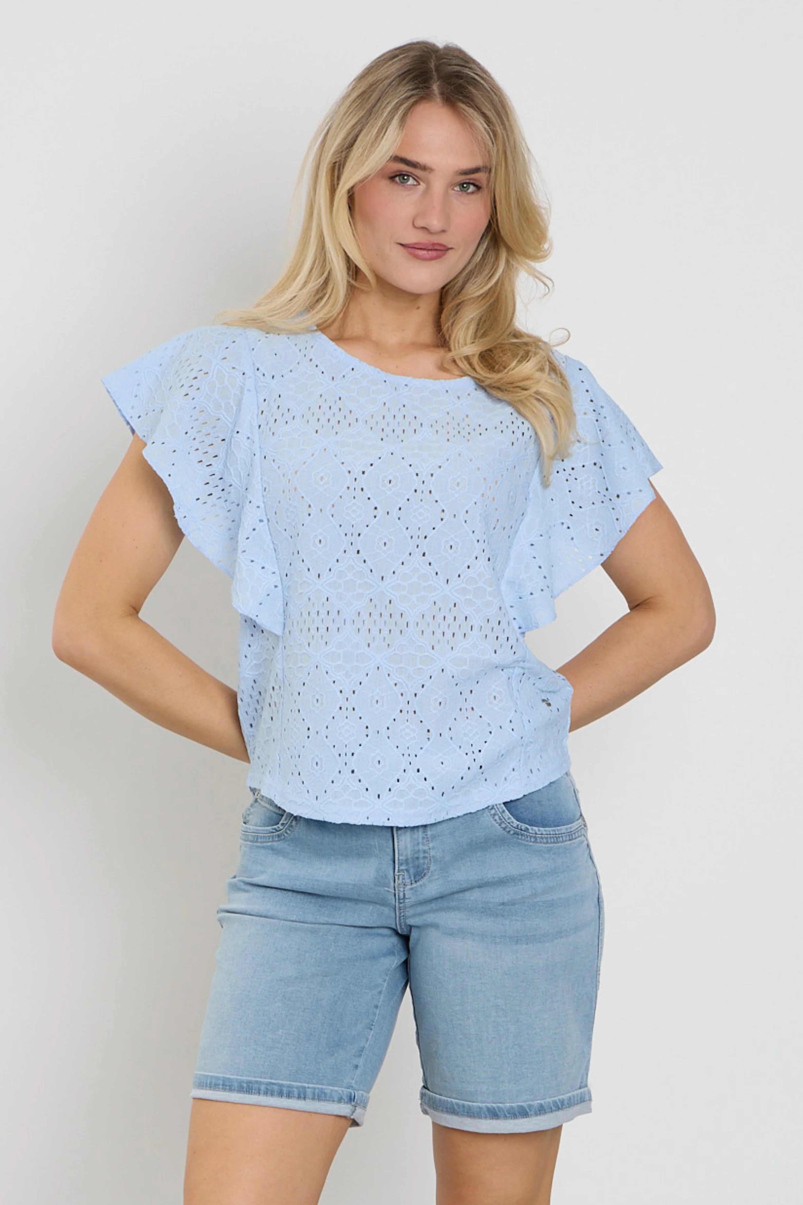 Top Ajour Ruffle Sleeve Light Blue SRB4778 - Image 4