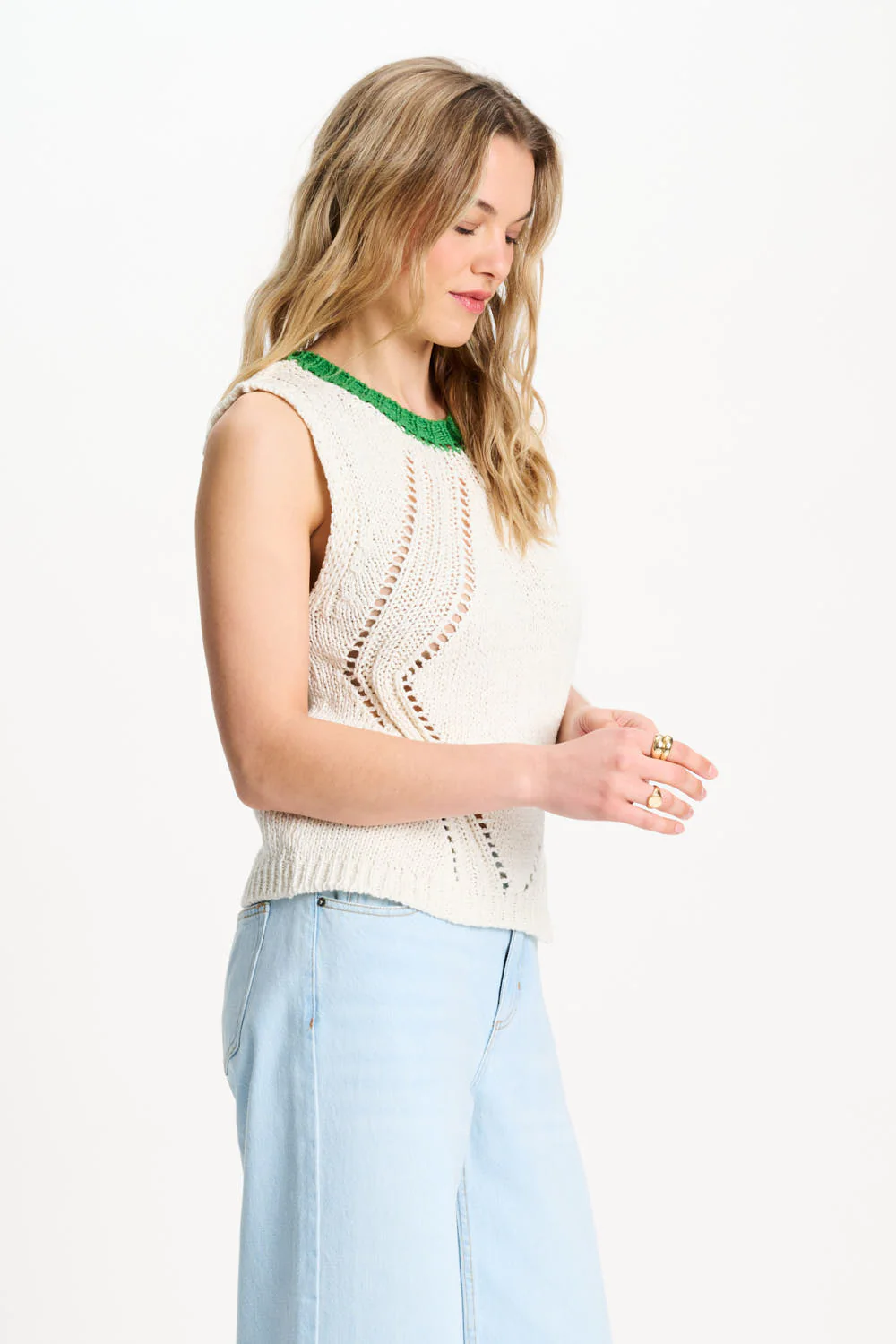 Top Colourblock White Beige SP9570 - Image 6