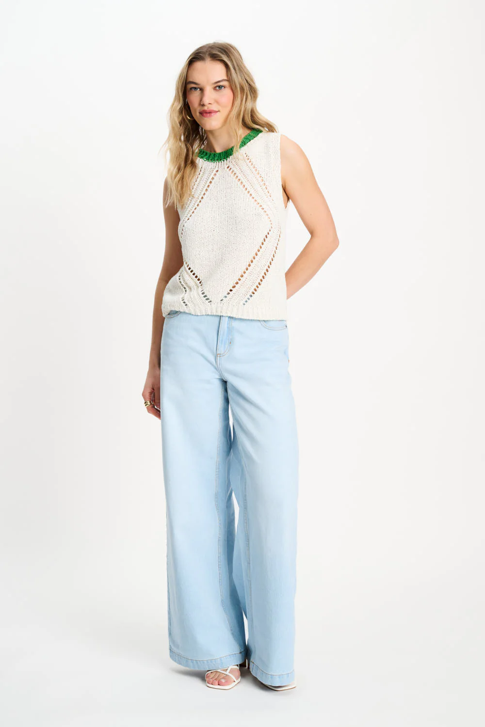 Top Colourblock White Beige SP9570 - Image 7