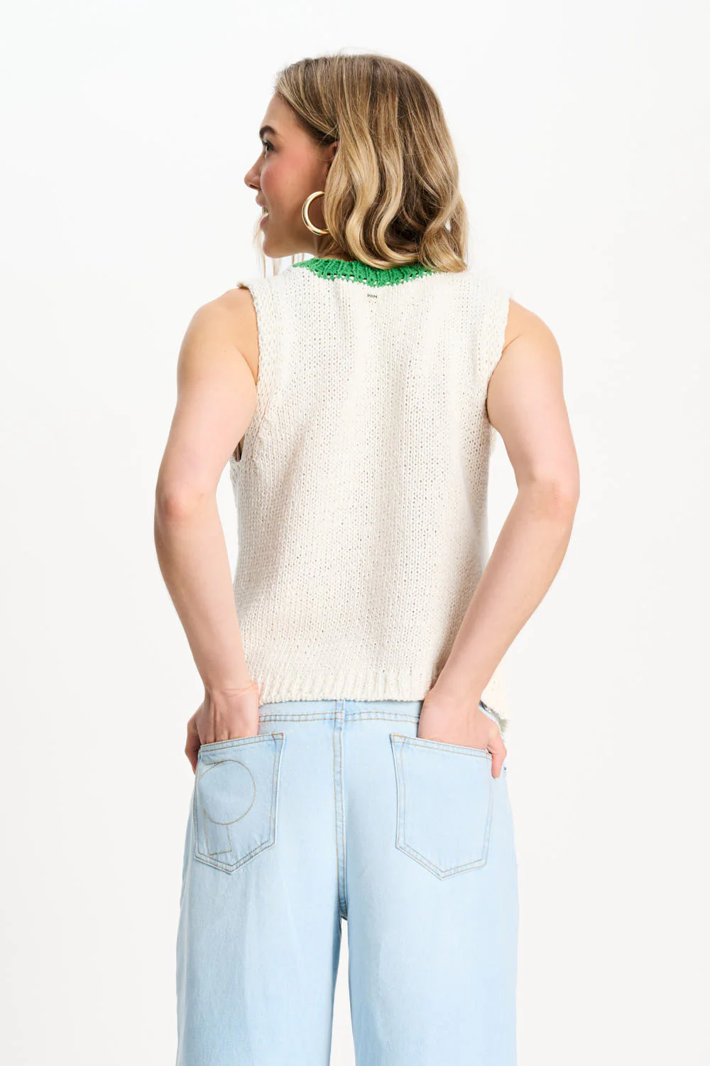 Top Colourblock White Beige SP9570 - Image 9