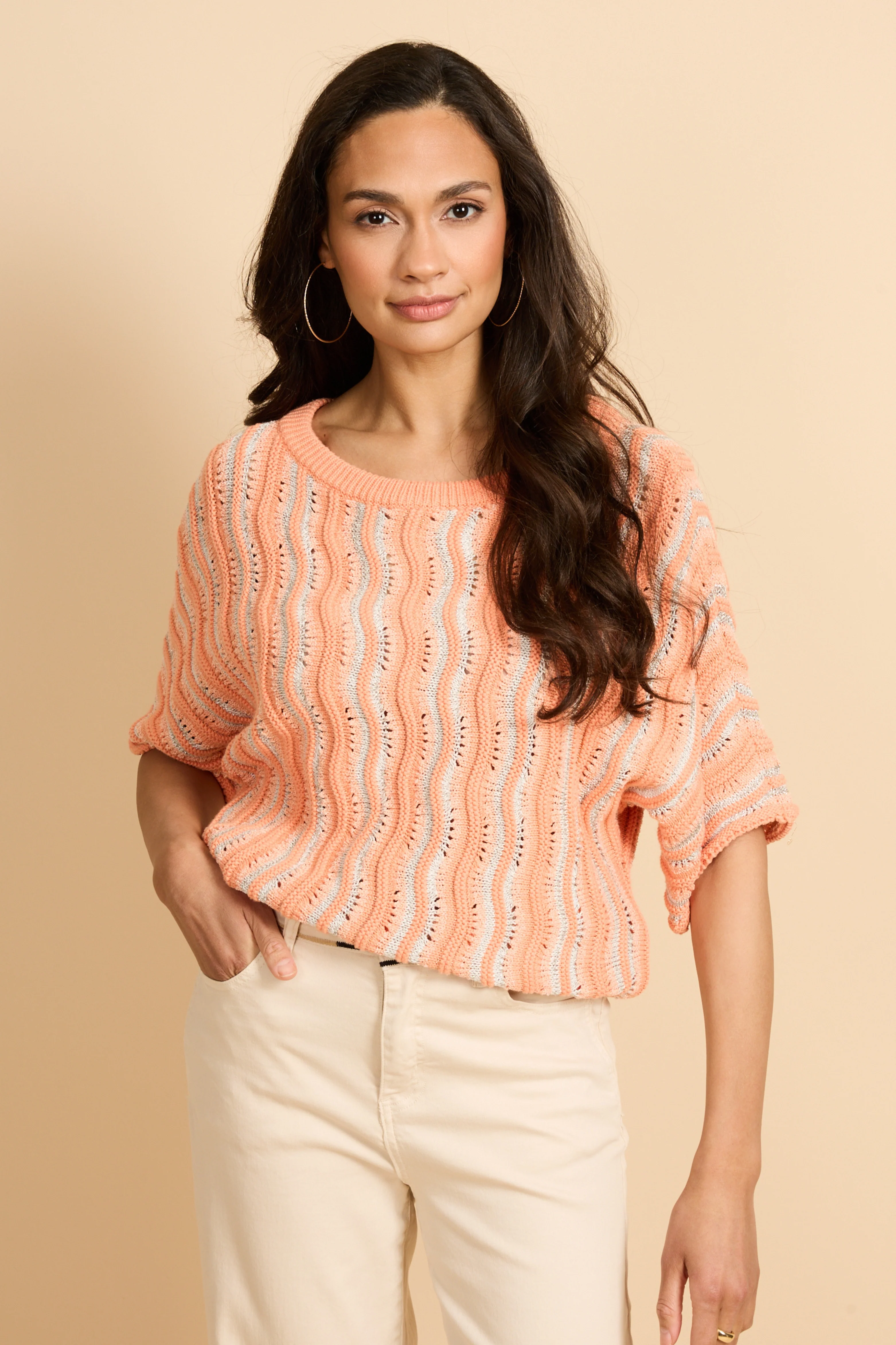 Top Gwenore Warm Coral Wool White - Image 3