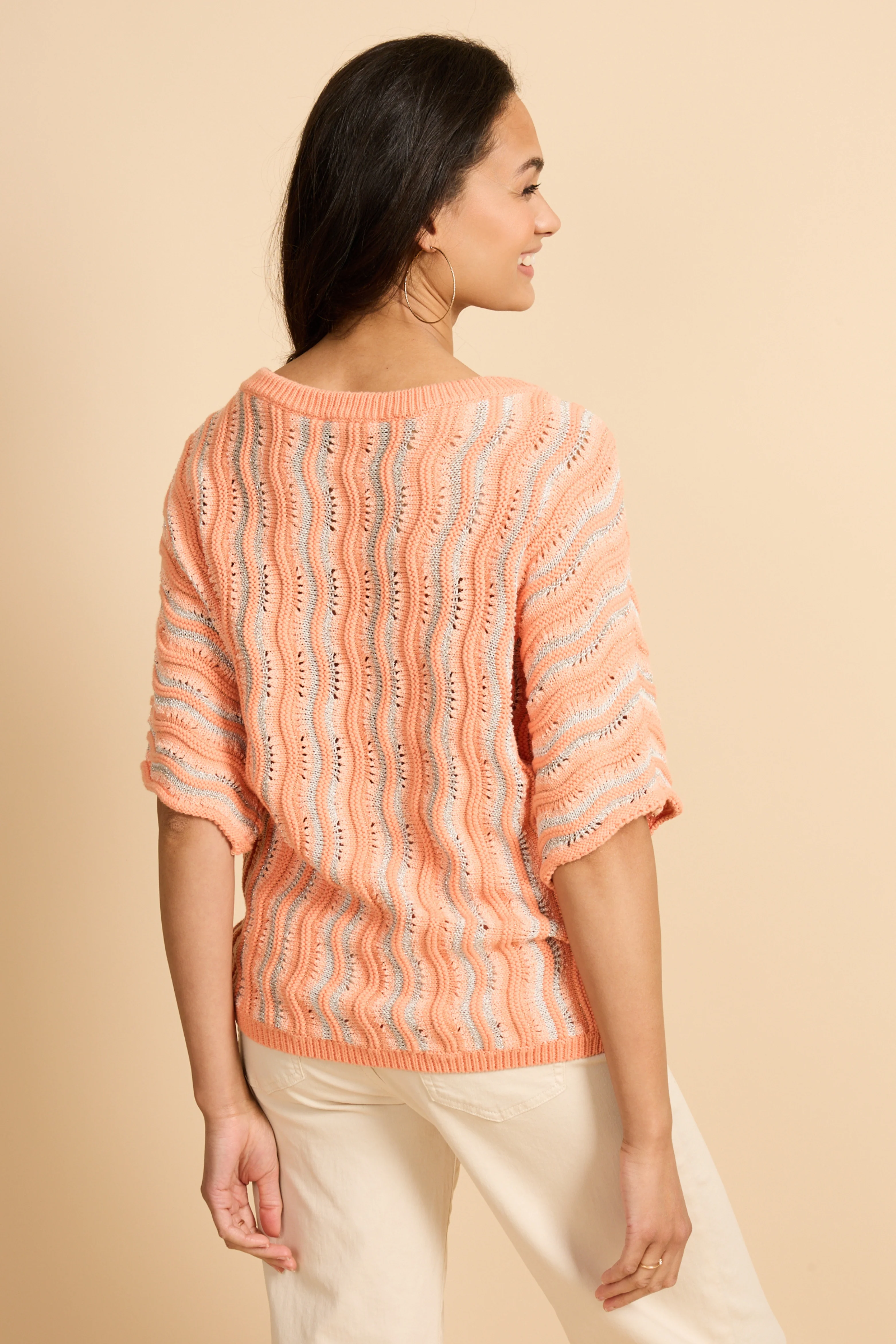 Top Gwenore Warm Coral Wool White - Image 6