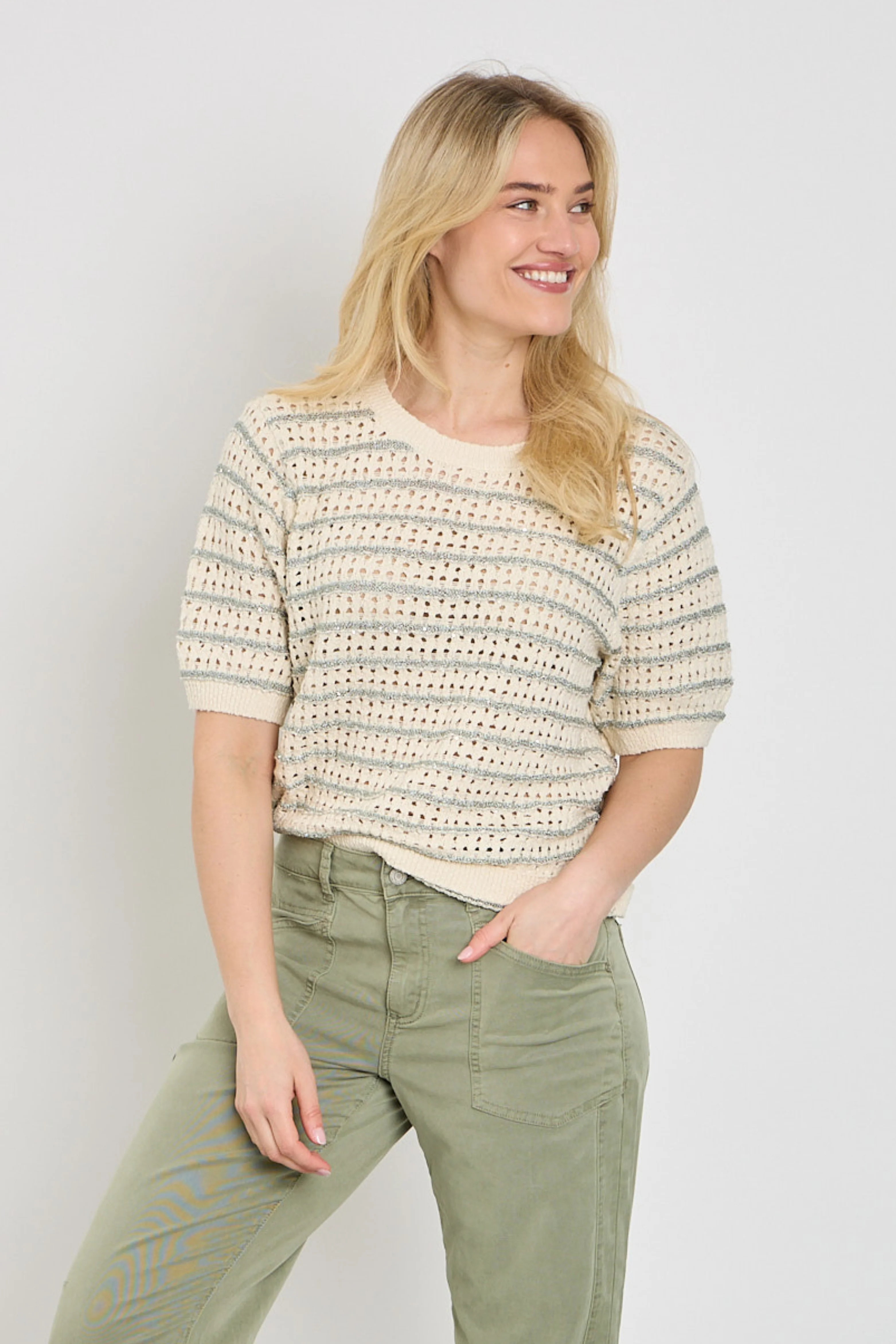 Top Jolene Stripe Light Khaki SRB4950