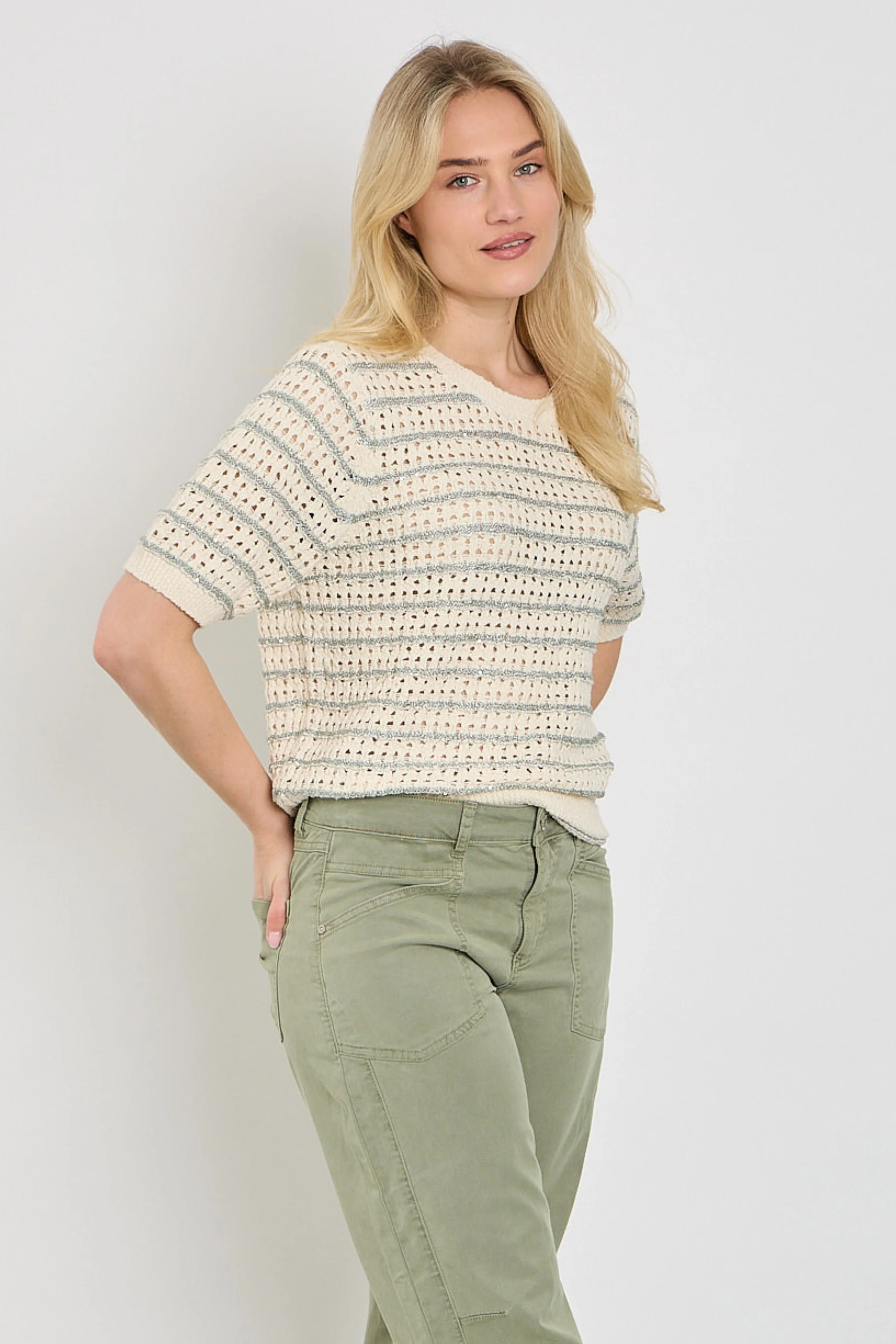 Top Jolene Stripe Light Khaki SRB4950 - Image 5