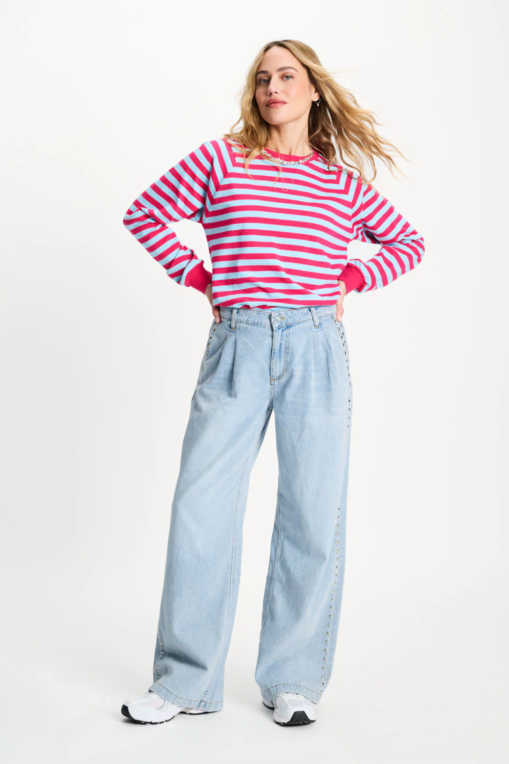 Top Striped Bright Rose Blue Multi Colour SP9486 - Image 10
