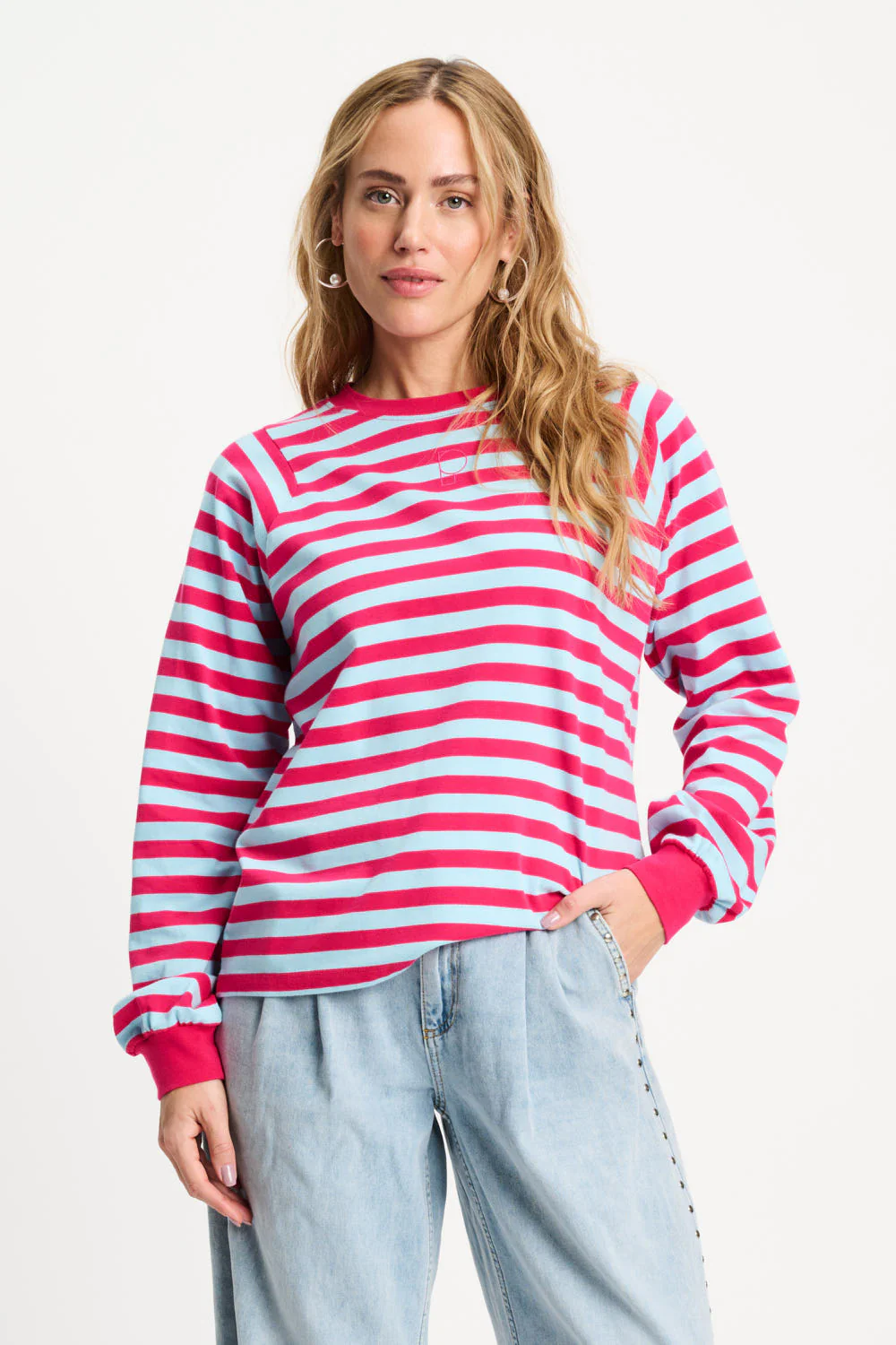 Top Striped Bright Rose Blue Multi Colour SP9486 - Image 5