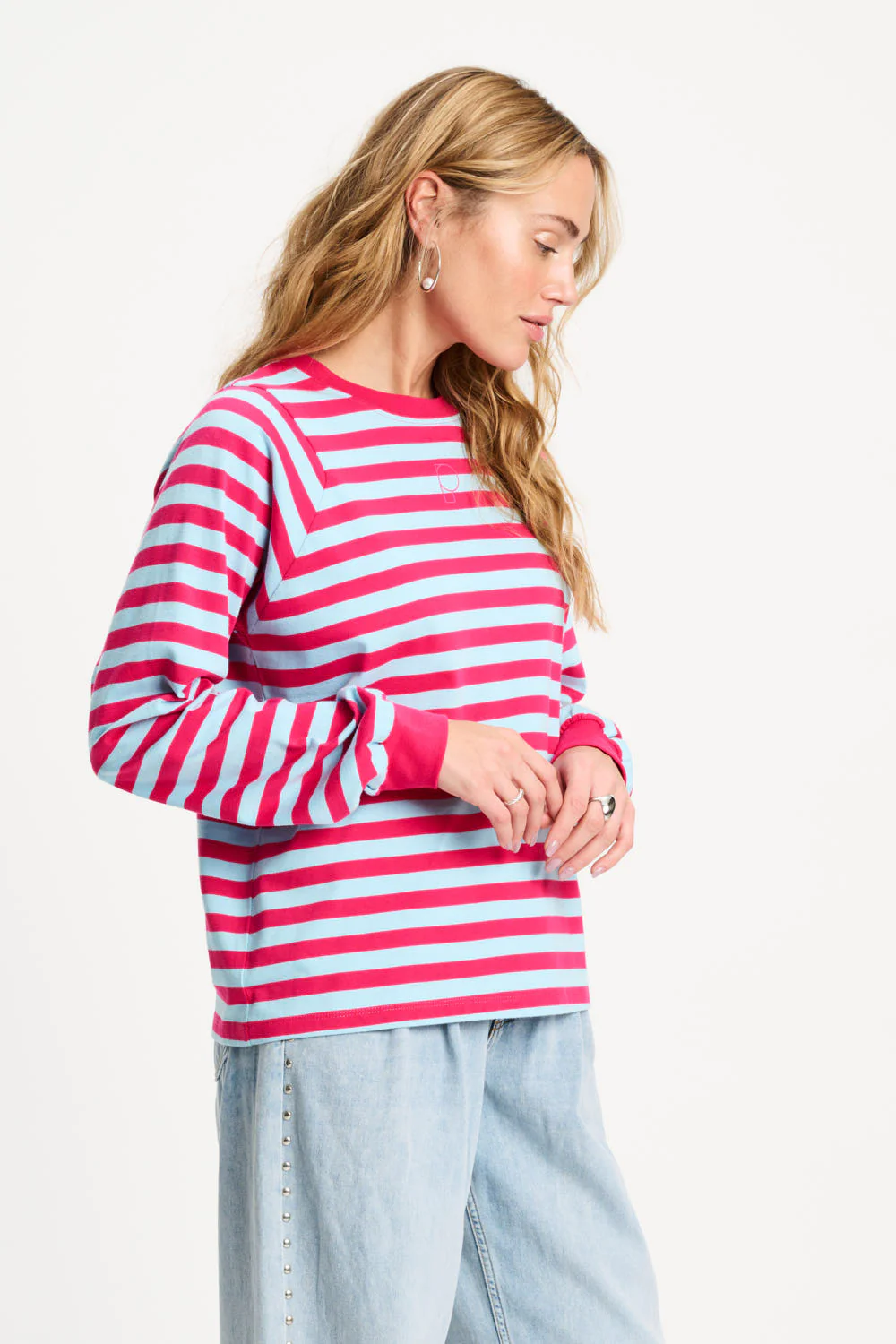 Top Striped Bright Rose Blue Multi Colour SP9486 - Image 6